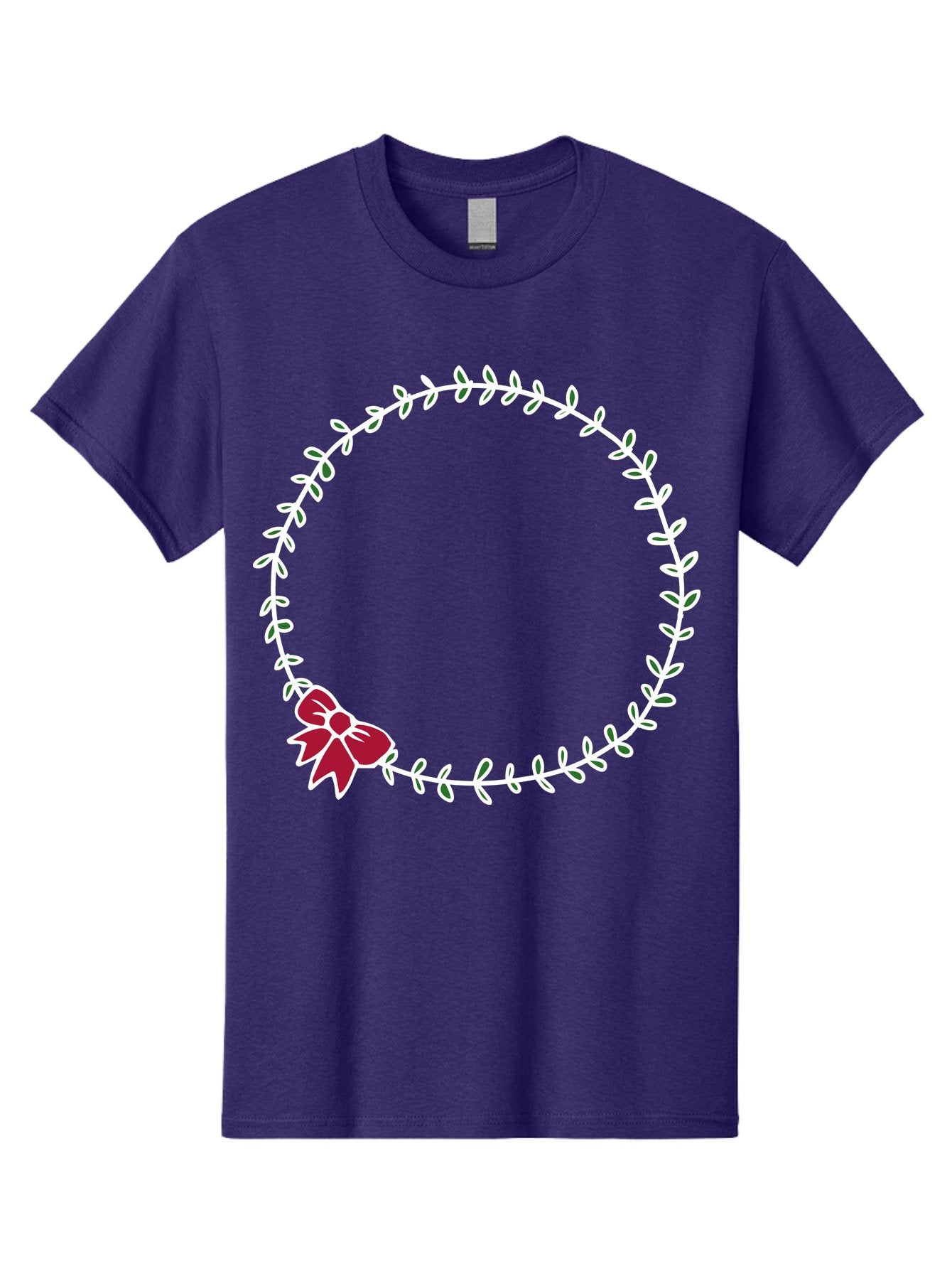 Circular-Wreath-With-Red-Bow Men'S Graphic Tee, 100% Cotton, Comfortable Casual Summer Wear, Machine Washable, Floral Wreath, White Leaves, Red Bow, Decorative Frame, Circular Design, Elegant Border, Festive Decoration, Minimalist Style, -  Aaa835 3