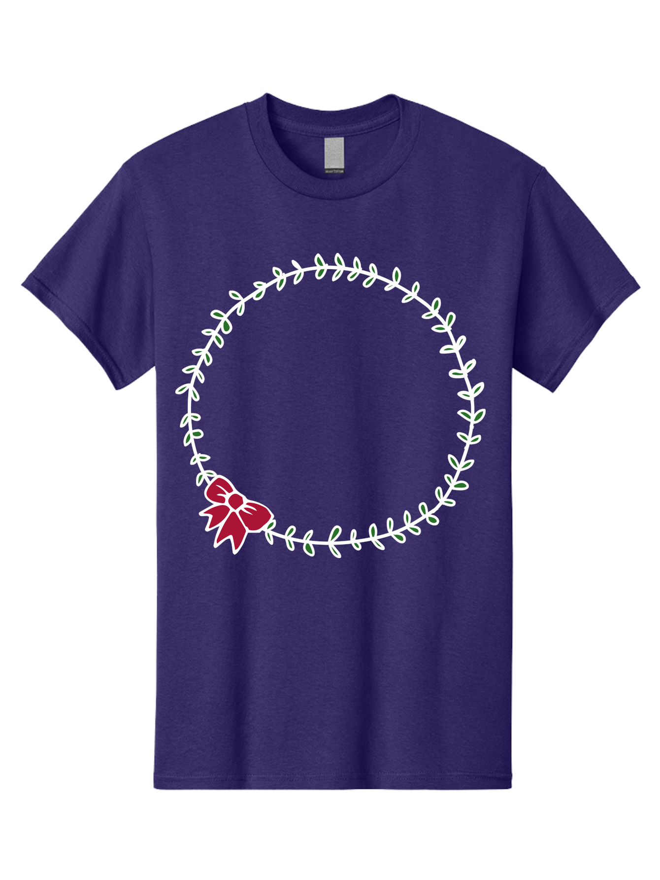 Circular-Wreath-With-Red-Bow Men'S Graphic Tee, 100% Cotton, Comfortable Casual Summer Wear, Machine Washable, Floral Wreath, White Leaves, Red Bow, Decorative Frame, Circular Design, Elegant Border, Festive Decoration, Minimalist Style, -  Aaa835 21