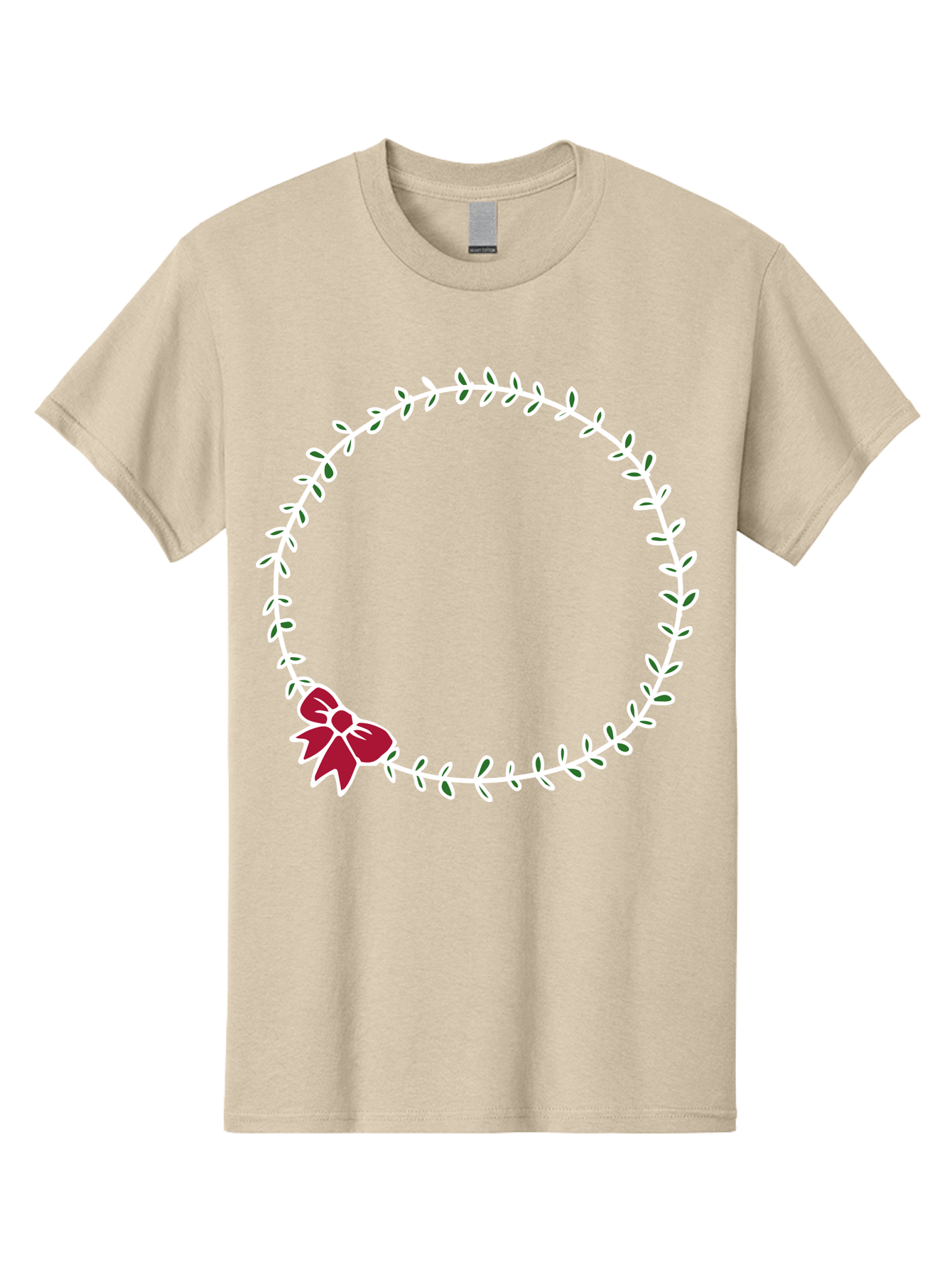 Circular-Wreath-With-Red-Bow Men'S Graphic Tee, 100% Cotton, Comfortable Casual Summer Wear, Machine Washable, Floral Wreath, White Leaves, Red Bow, Decorative Frame, Circular Design, Elegant Border, Festive Decoration, Minimalist Style, -  Aaa835 27