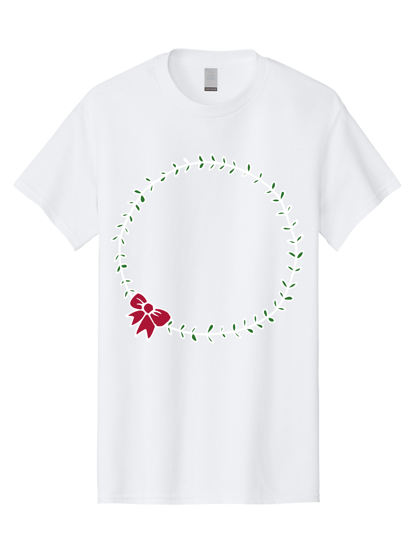 Circular-Wreath-With-Red-Bow Men'S Graphic Tee, 100% Cotton, Comfortable Casual Summer Wear, Machine Washable, Floral Wreath, White Leaves, Red Bow, Decorative Frame, Circular Design, Elegant Border, Festive Decoration, Minimalist Style, -  Aaa835 29