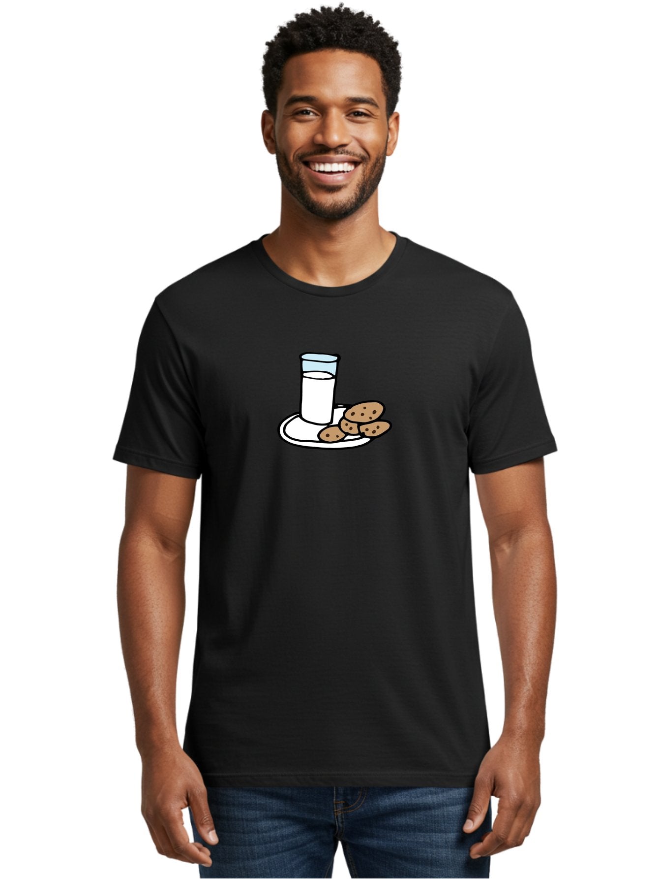 Cookies-And-Milk Men'S Graphic Tee, 100% Cotton, Comfortable Casual Summer Wear, Machine Washable, Glass Of Milk, Chocolate Chip Cookies, Sweet Treats, Snack Time, Comfort Food, Cookies And Milk, Cookie Love, Milk And Cookies -  Aaa840 28