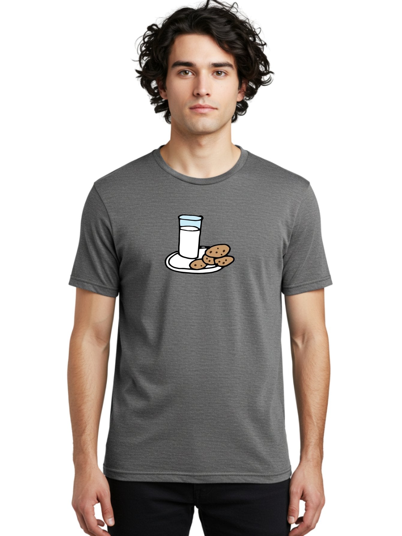 Cookies-And-Milk Men'S Graphic Tee, 100% Cotton, Comfortable Casual Summer Wear, Machine Washable, Glass Of Milk, Chocolate Chip Cookies, Sweet Treats, Snack Time, Comfort Food, Cookies And Milk, Cookie Love, Milk And Cookies -  Aaa840 25