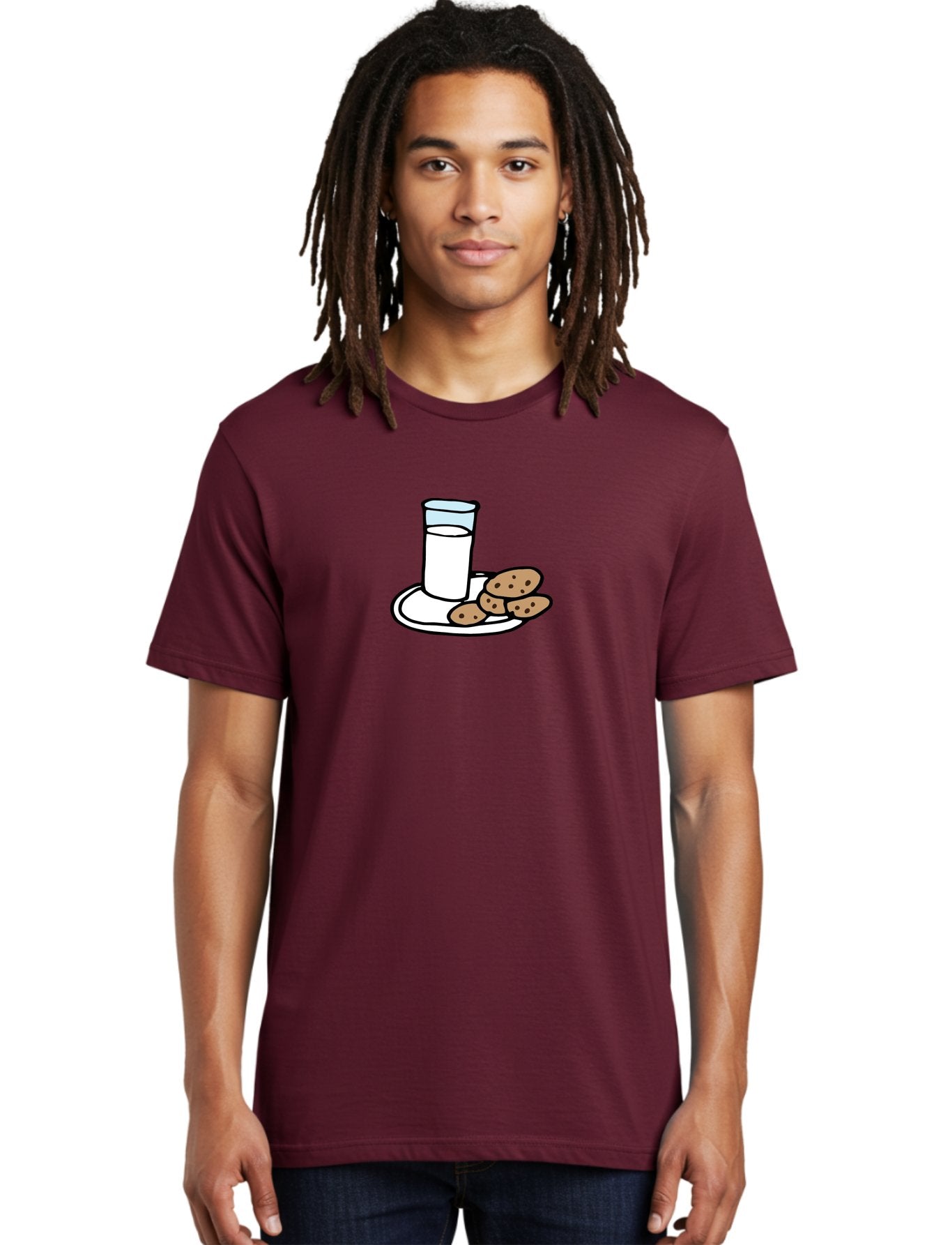 Cookies-And-Milk Men'S Graphic Tee, 100% Cotton, Comfortable Casual Summer Wear, Machine Washable, Glass Of Milk, Chocolate Chip Cookies, Sweet Treats, Snack Time, Comfort Food, Cookies And Milk, Cookie Love, Milk And Cookies -  Aaa840 21