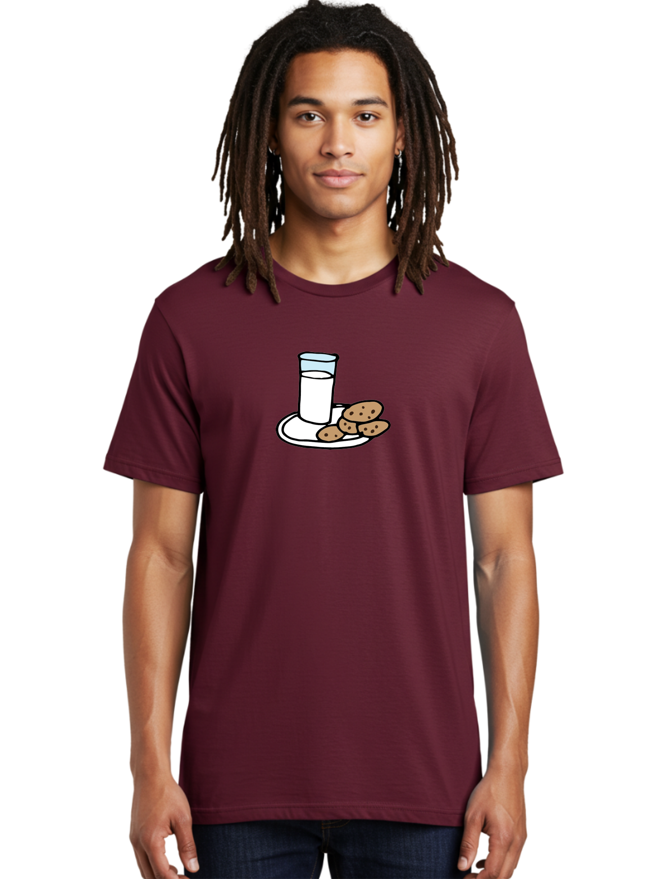 Cookies-And-Milk Men'S Graphic Tee, 100% Cotton, Comfortable Casual Summer Wear, Machine Washable, Glass Of Milk, Chocolate Chip Cookies, Sweet Treats, Snack Time, Comfort Food, Cookies And Milk, Cookie Love, Milk And Cookies -  Aaa840