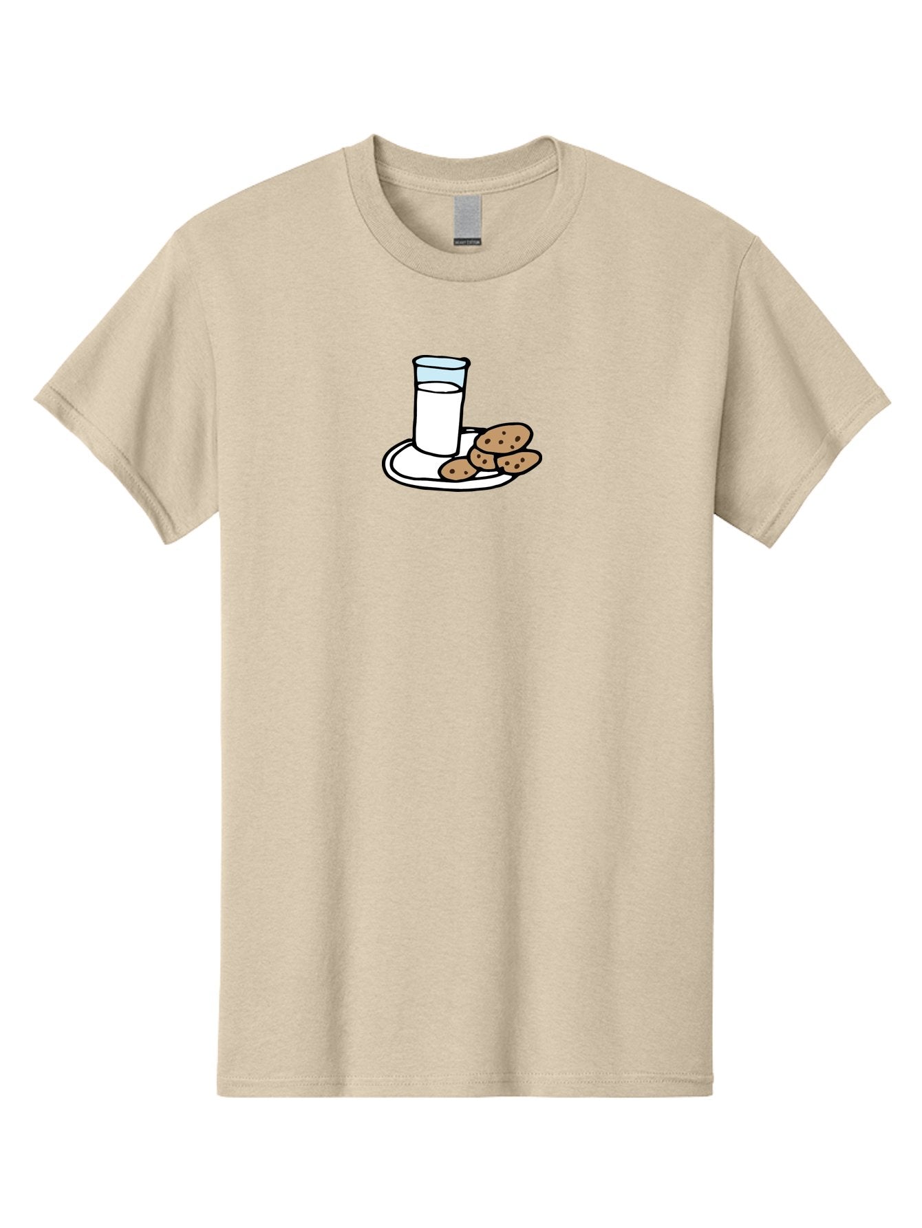 Cookies-And-Milk Men'S Graphic Tee, 100% Cotton, Comfortable Casual Summer Wear, Machine Washable, Glass Of Milk, Chocolate Chip Cookies, Sweet Treats, Snack Time, Comfort Food, Cookies And Milk, Cookie Love, Milk And Cookies -  Aaa840