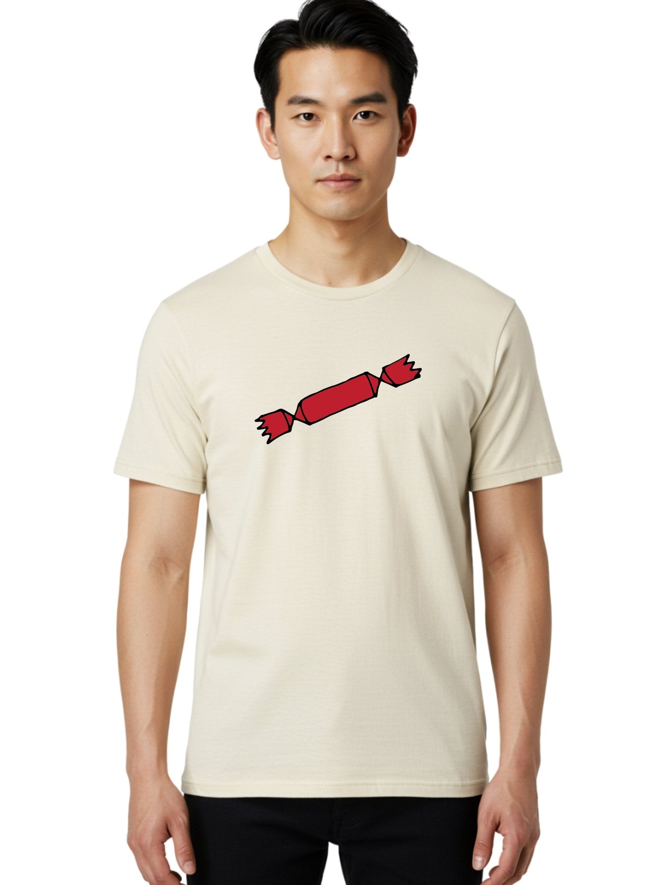 Cracker Men'S Graphic Tee, 100% Cotton, Comfortable Casual Summer Wear, Machine Washable, Cartoon Cracker, Red Firecracker, Celebration, Party Popper, Festive, Holiday, Red Color, Cartoon Style -  Aaa842 19