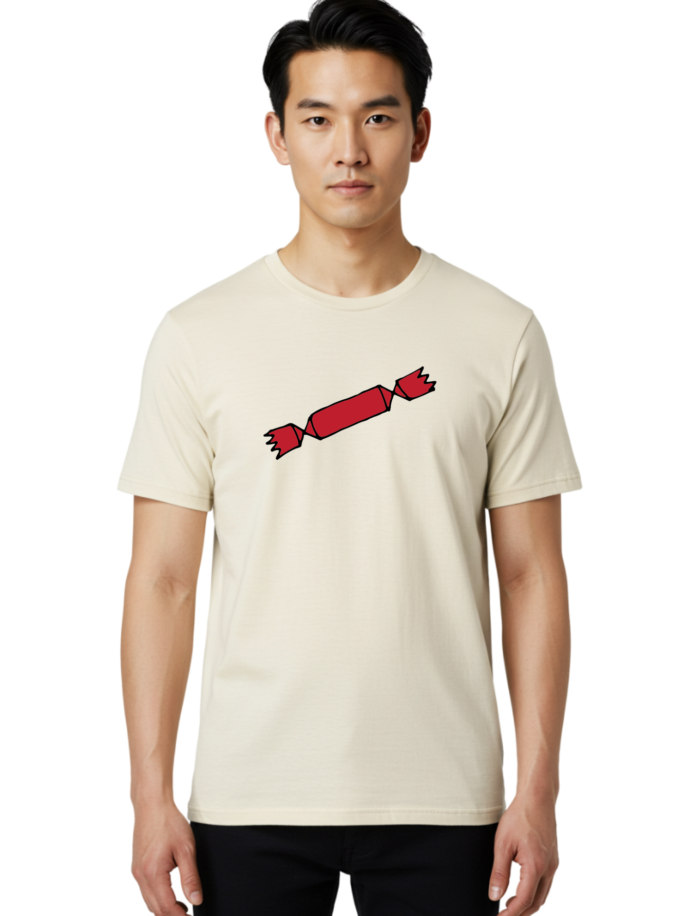 Cracker Men'S Graphic Tee, 100% Cotton, Comfortable Casual Summer Wear, Machine Washable, Cartoon Cracker, Red Firecracker, Celebration, Party Popper, Festive, Holiday, Red Color, Cartoon Style -  Aaa842 18