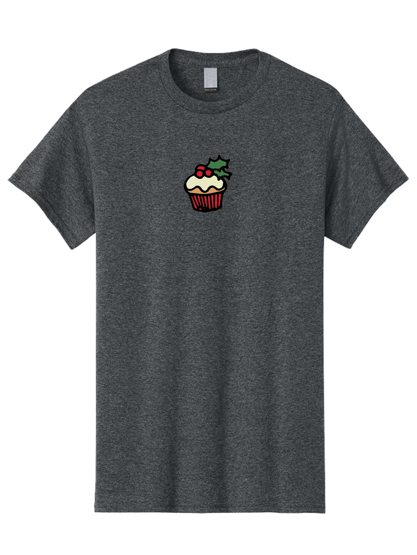 Cupcake-With-Holly Men'S Graphic Tee, 100% Cotton, Comfortable Casual Summer Wear, Machine Washable, Cupcake, Festive Dessert, Sweet Treats, Holiday Decorations, Holly Leaves, Red Berries, White Frosting, Cartoon Style, Dessert Illustration -  Aaa846 7