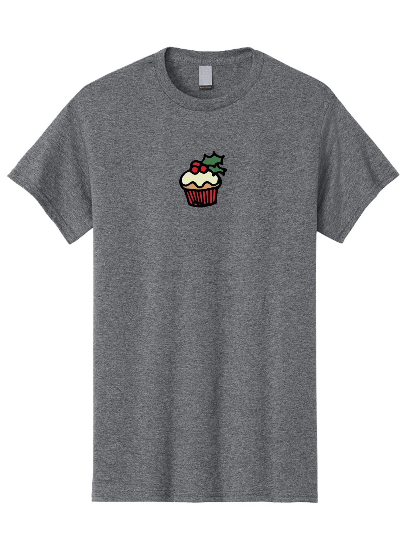 Cupcake-With-Holly Men'S Graphic Tee, 100% Cotton, Comfortable Casual Summer Wear, Machine Washable, Cupcake, Festive Dessert, Sweet Treats, Holiday Decorations, Holly Leaves, Red Berries, White Frosting, Cartoon Style, Dessert Illustration -  Aaa846 10