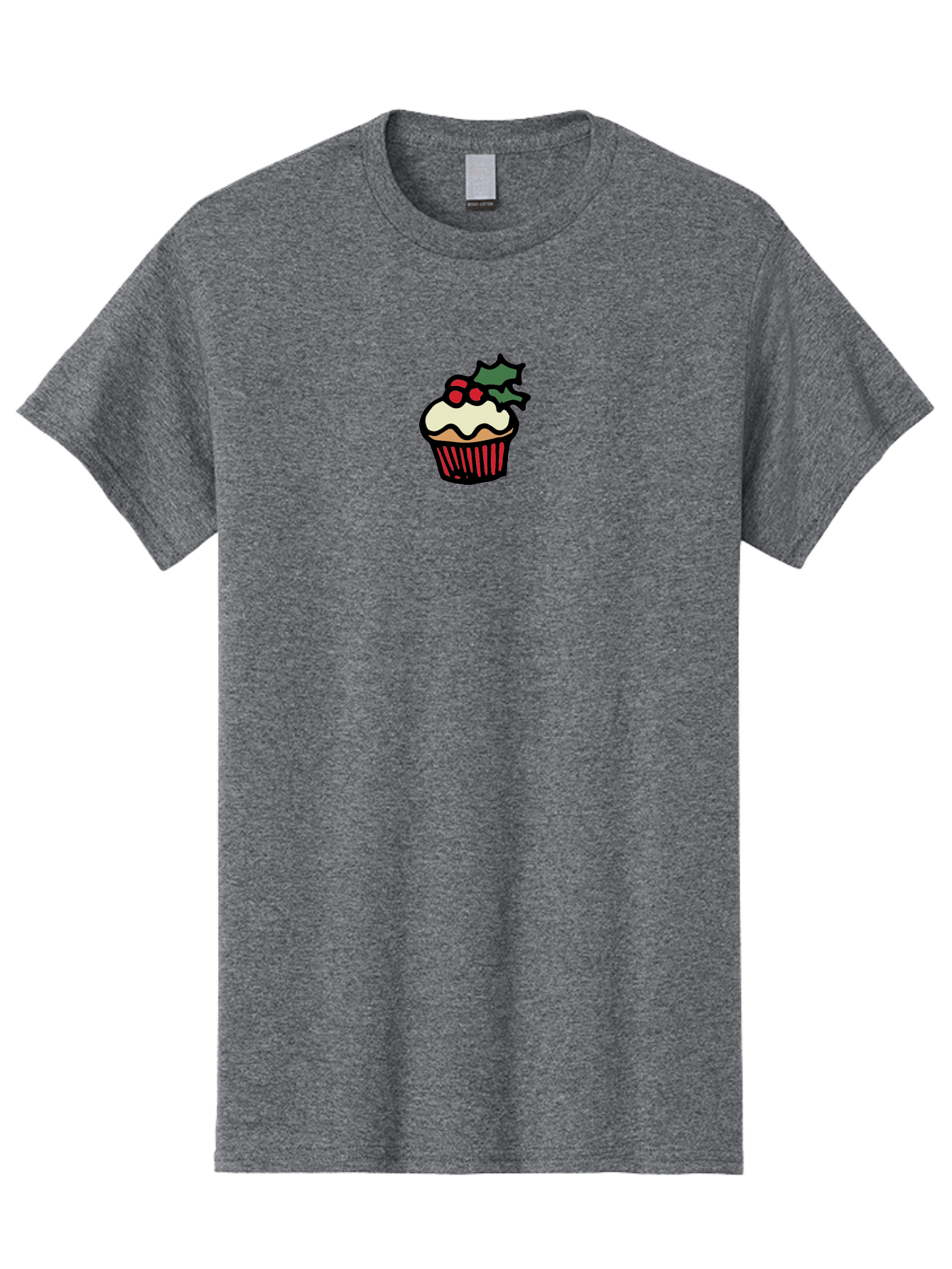 Cupcake-With-Holly Men'S Graphic Tee, 100% Cotton, Comfortable Casual Summer Wear, Machine Washable, Cupcake, Festive Dessert, Sweet Treats, Holiday Decorations, Holly Leaves, Red Berries, White Frosting, Cartoon Style, Dessert Illustration -  Aaa846 9