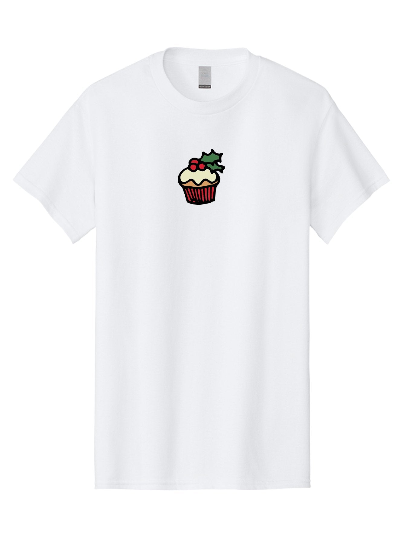 Cupcake-With-Holly Men'S Graphic Tee, 100% Cotton, Comfortable Casual Summer Wear, Machine Washable, Cupcake, Festive Dessert, Sweet Treats, Holiday Decorations, Holly Leaves, Red Berries, White Frosting, Cartoon Style, Dessert Illustration -  Aaa846 13