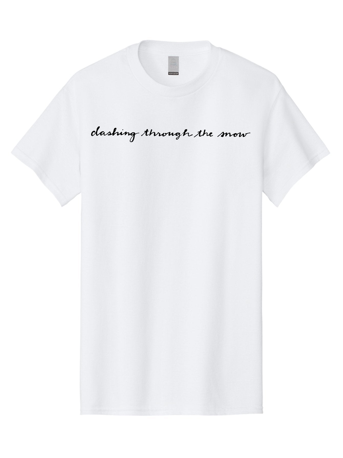 Dashing-Through-The-Snow Men'S Graphic Tee, 100% Cotton, Comfortable Casual Summer Wear, Machine Washable, Dashing Through The Snow, Winter Wonderland, Festive Season, Holiday Cheer, Cursive Text, Black Script, Snowy Vibes, Christmas Magic -  Aaa848 4