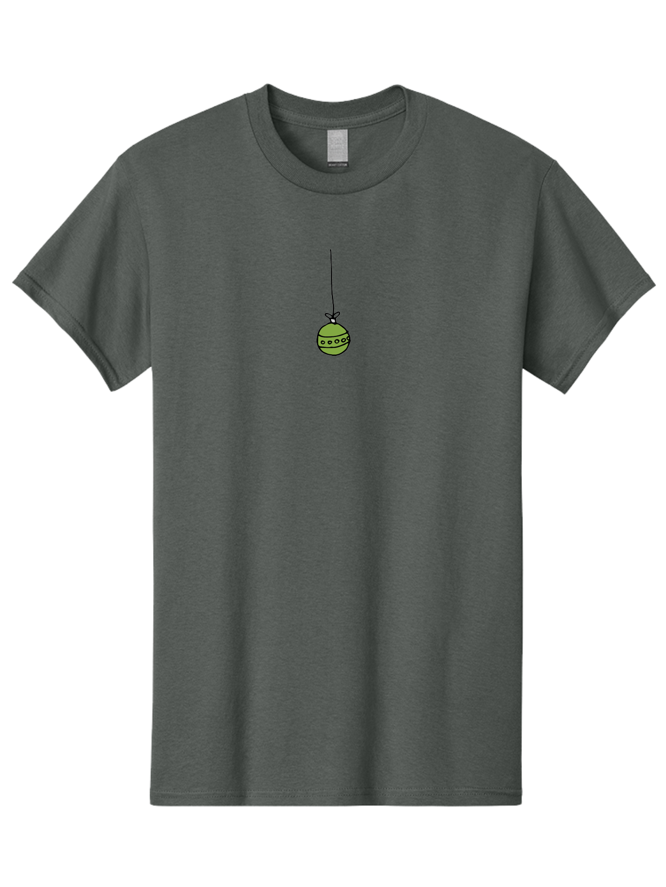Decorated-Bauble Men'S Graphic Tee, 100% Cotton, Comfortable Casual Summer Wear, Machine Washable, Hand-Drawn Green Ornament, Christmas Decoration, Festive Bauble, Hanging Decoration, Holiday Decor, Cartoon Style, Simple Design -  Aaa851 19