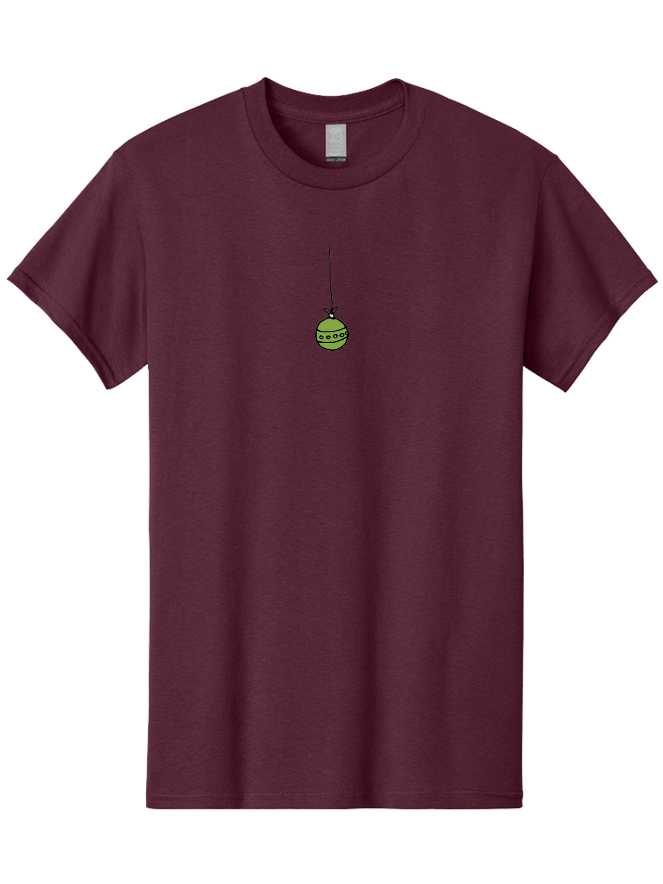 Decorated-Bauble Men'S Graphic Tee, 100% Cotton, Comfortable Casual Summer Wear, Machine Washable, Hand-Drawn Green Ornament, Christmas Decoration, Festive Bauble, Hanging Decoration, Holiday Decor, Cartoon Style, Simple Design -  Aaa851 25