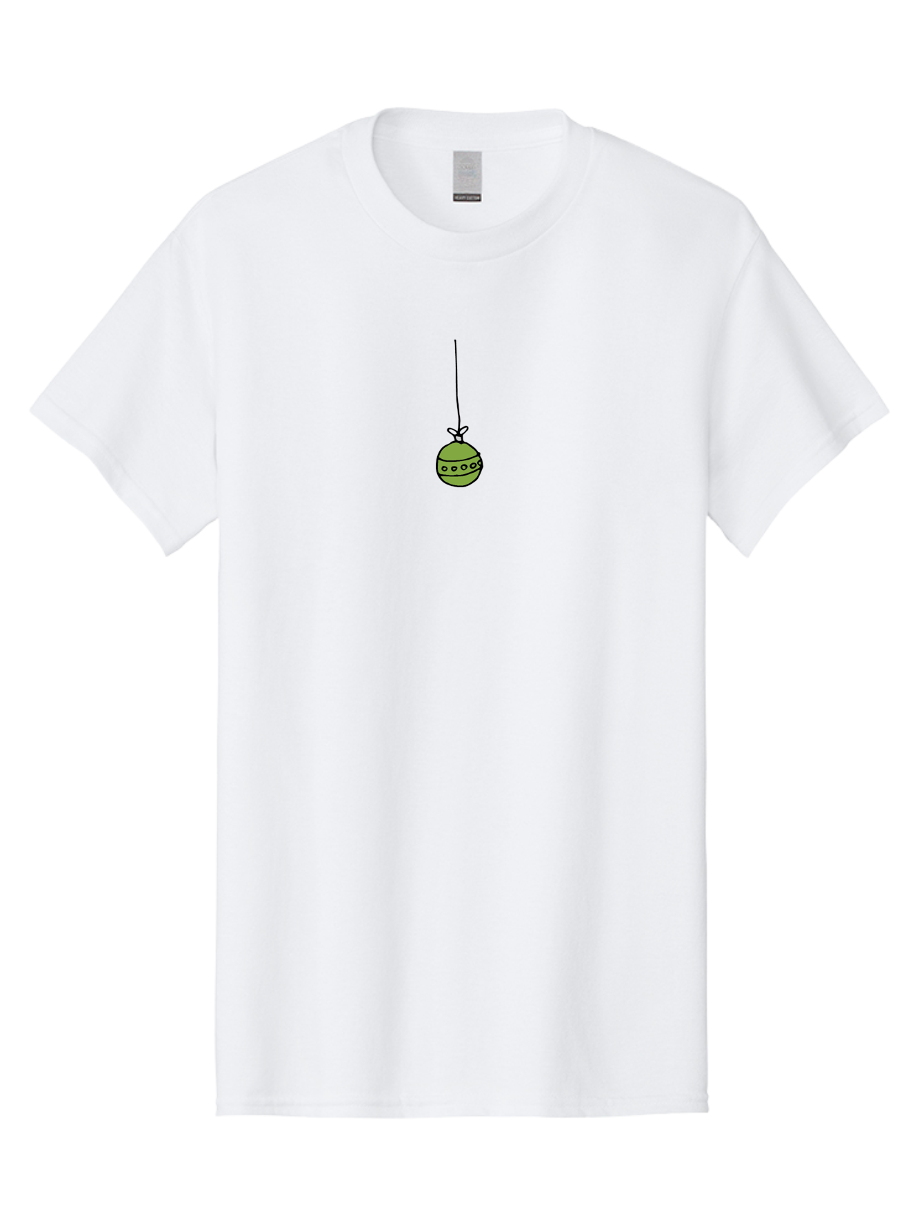 Decorated-Bauble Men'S Graphic Tee, 100% Cotton, Comfortable Casual Summer Wear, Machine Washable, Hand-Drawn Green Ornament, Christmas Decoration, Festive Bauble, Hanging Decoration, Holiday Decor, Cartoon Style, Simple Design -  Aaa851 11
