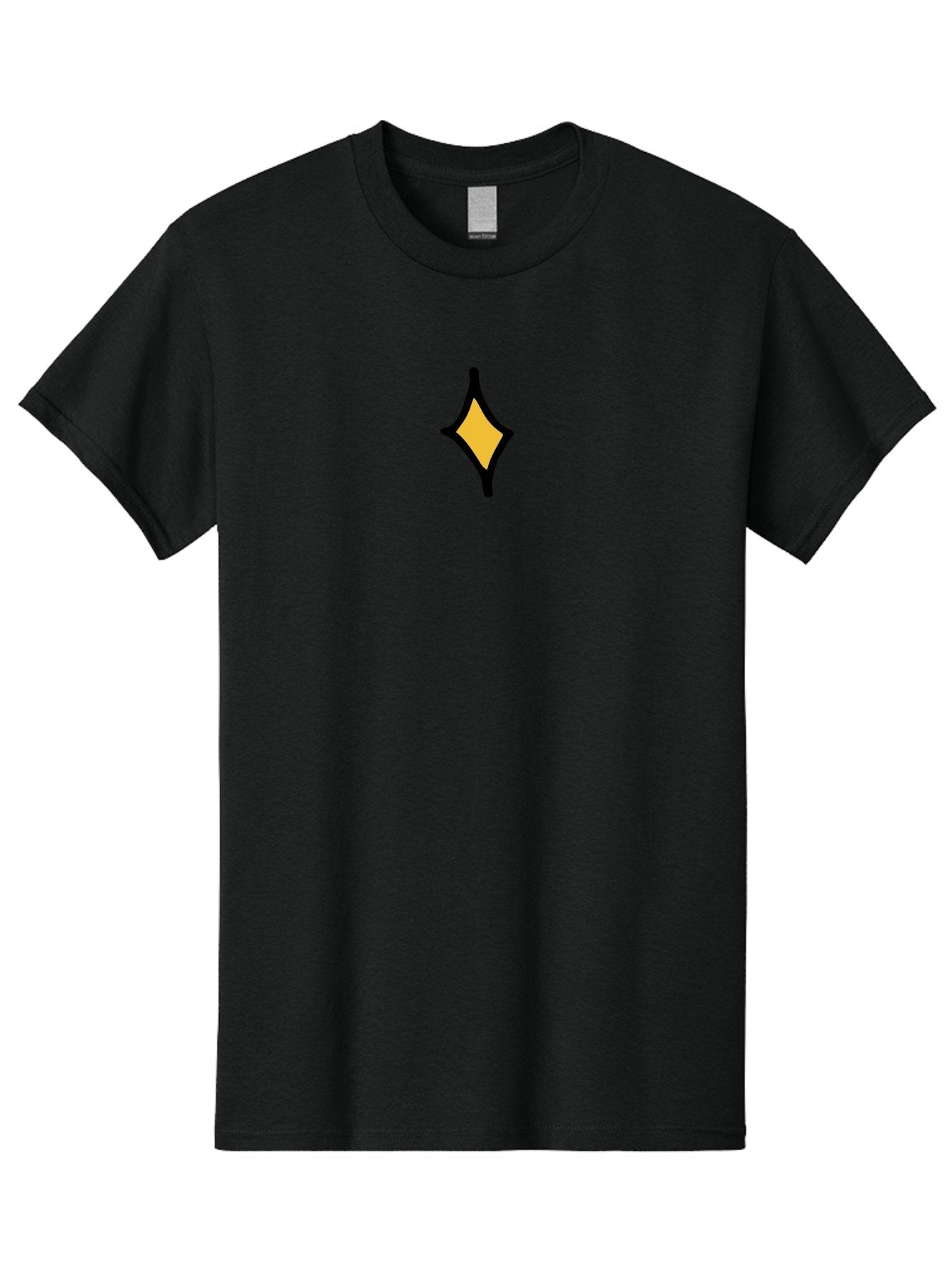 Diamond-Shape Men'S Graphic Tee, 100% Cotton, Comfortable Casual Summer Wear, Machine Washable, Yellow Diamond Shape, Black Outline, Simple Graphic, Abstract Design, Minimalist Art, Geometric Figure, Modern Icon -  Aaa855 3