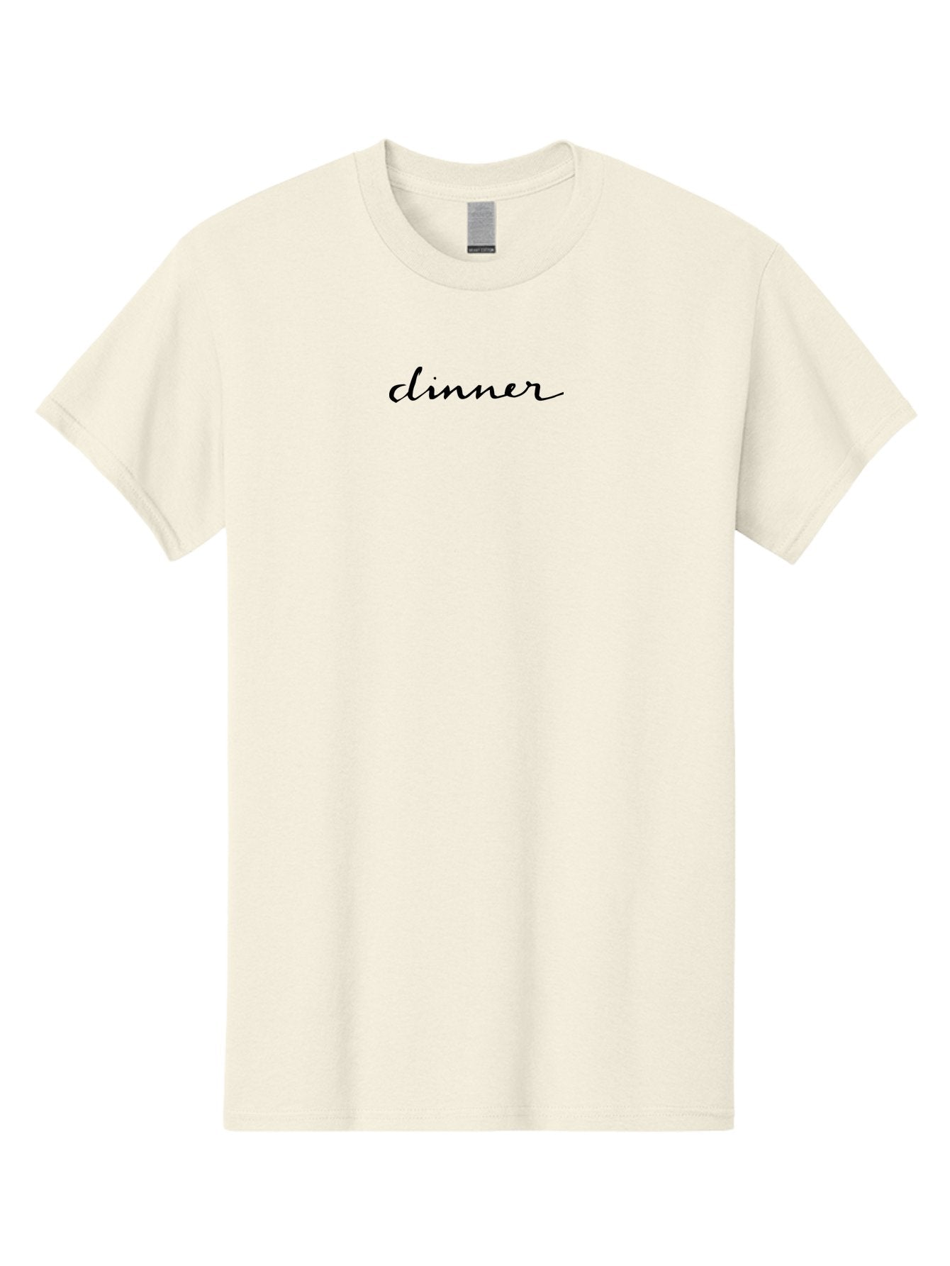 Dinner-1 Men'S Graphic Tee, 100% Cotton, Comfortable Casual Summer Wear, Machine Washable, Dinner, Elegant Script, Cursive Font, Simple Design, Minimalist Style, Black Text -  Aaa856 12