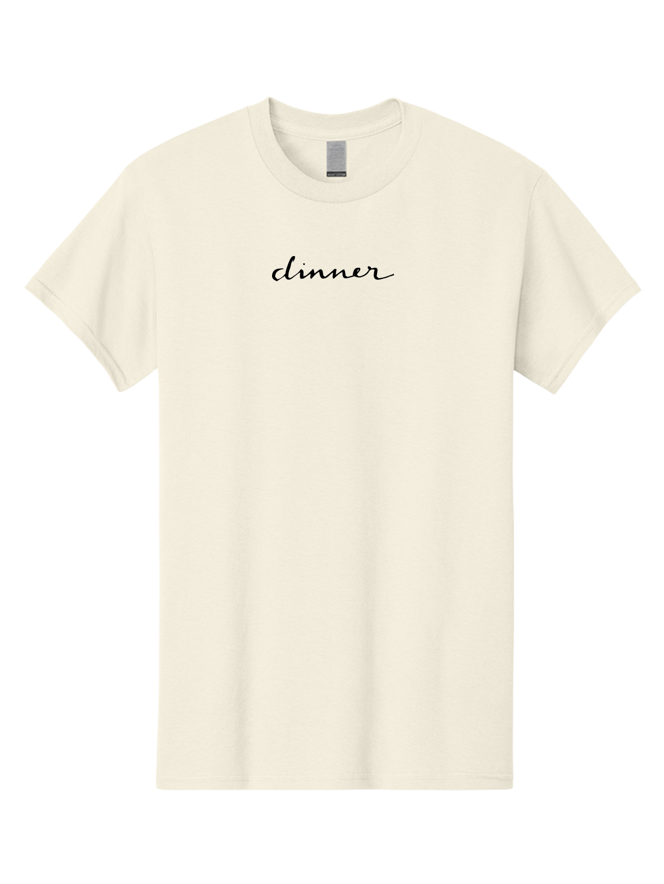 Dinner-1 Men'S Graphic Tee, 100% Cotton, Comfortable Casual Summer Wear, Machine Washable, Dinner, Elegant Script, Cursive Font, Simple Design, Minimalist Style, Black Text -  Aaa856 17