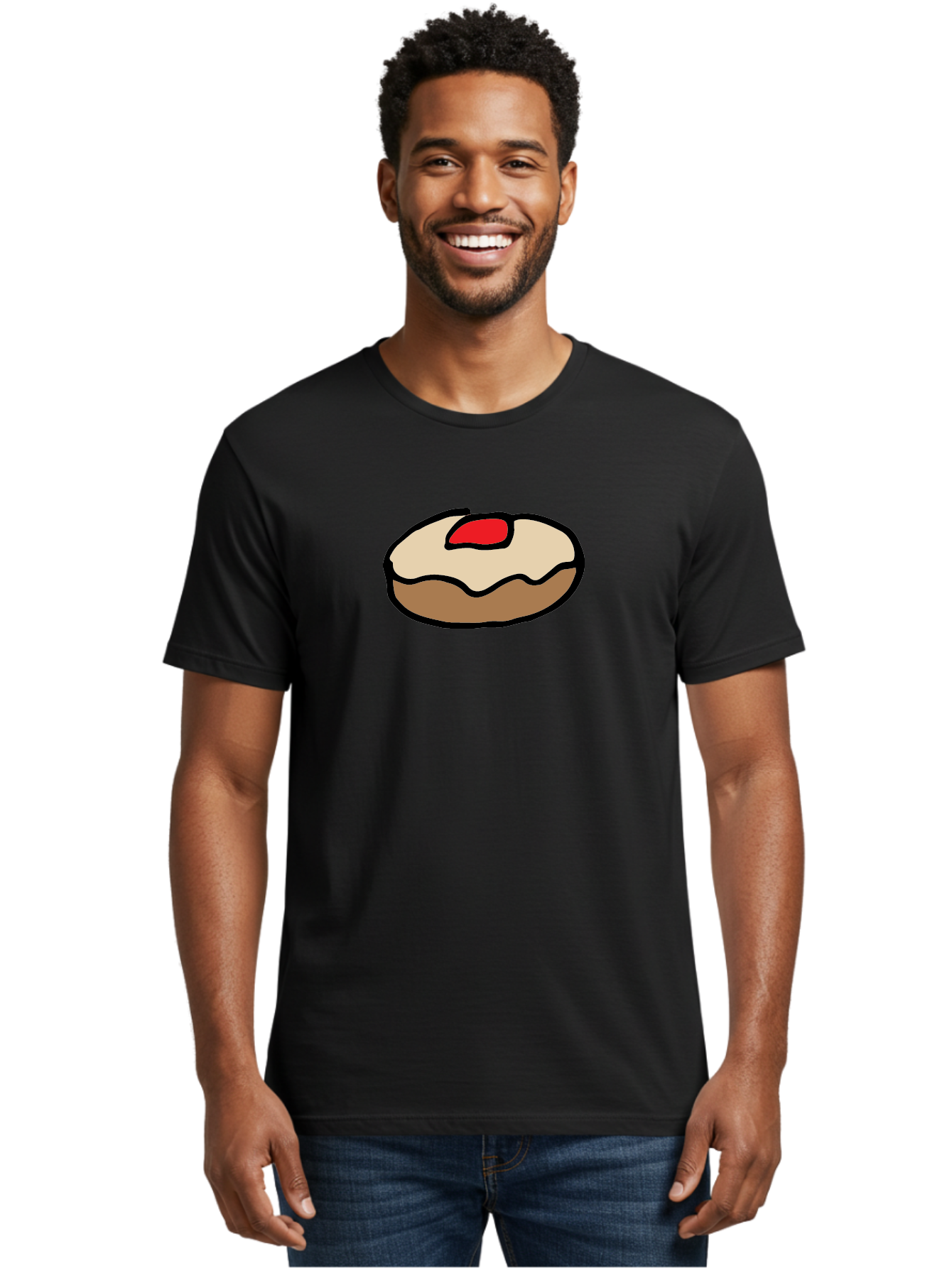 Donut-With-Cherry Men'S Graphic Tee, 100% Cotton, Comfortable Casual Summer Wear, Machine Washable, Donut With Cherry On Top, Sweet Treat, Dessert, Glazed Donut, Cherry Topping, Tasty Pastry, Baked Goods, Sweet Tooth, Donut Love, Foodie, -  Aaa860