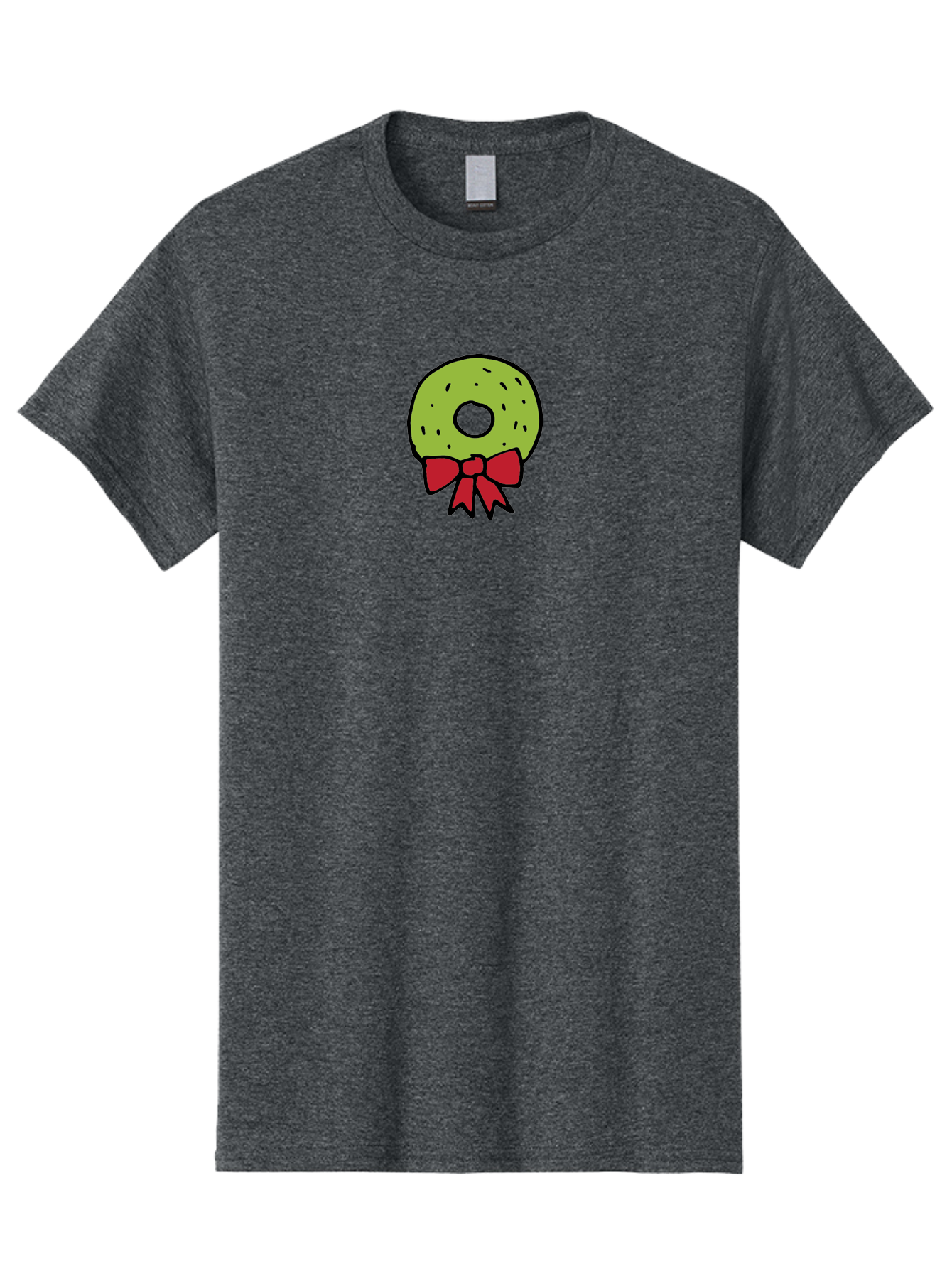 Donut-With-Red-Bow Men'S Graphic Tee, 100% Cotton, Comfortable Casual Summer Wear, Machine Washable, Cartoon Donut, Sweet Treat, Red Bow, Black Outline, Green Frosting, Pop Art Style, Fun Illustration, Tasty Pastry, Creative Artwork -  Aaa861 7
