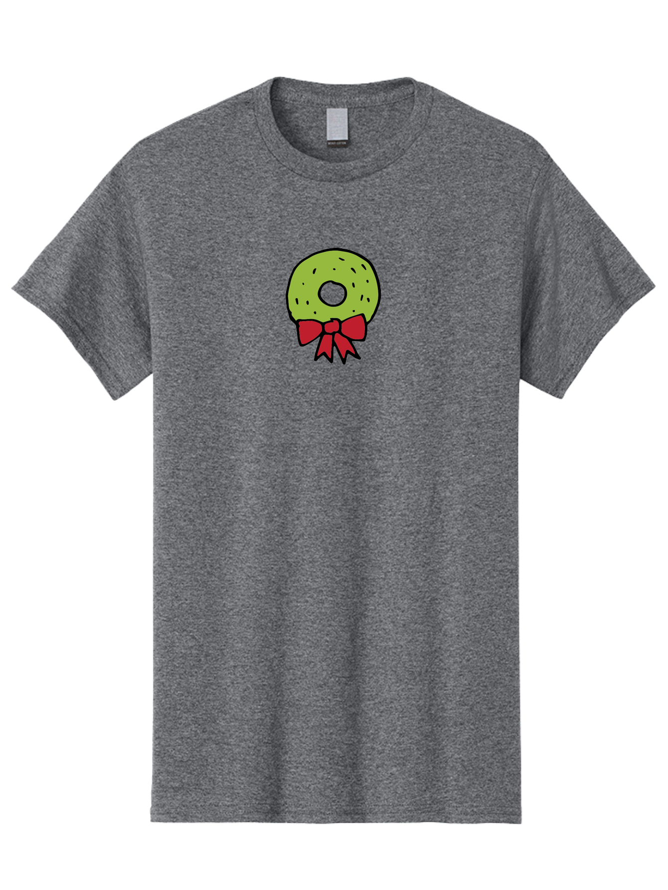 Donut-With-Red-Bow Men'S Graphic Tee, 100% Cotton, Comfortable Casual Summer Wear, Machine Washable, Cartoon Donut, Sweet Treat, Red Bow, Black Outline, Green Frosting, Pop Art Style, Fun Illustration, Tasty Pastry, Creative Artwork -  Aaa861 9