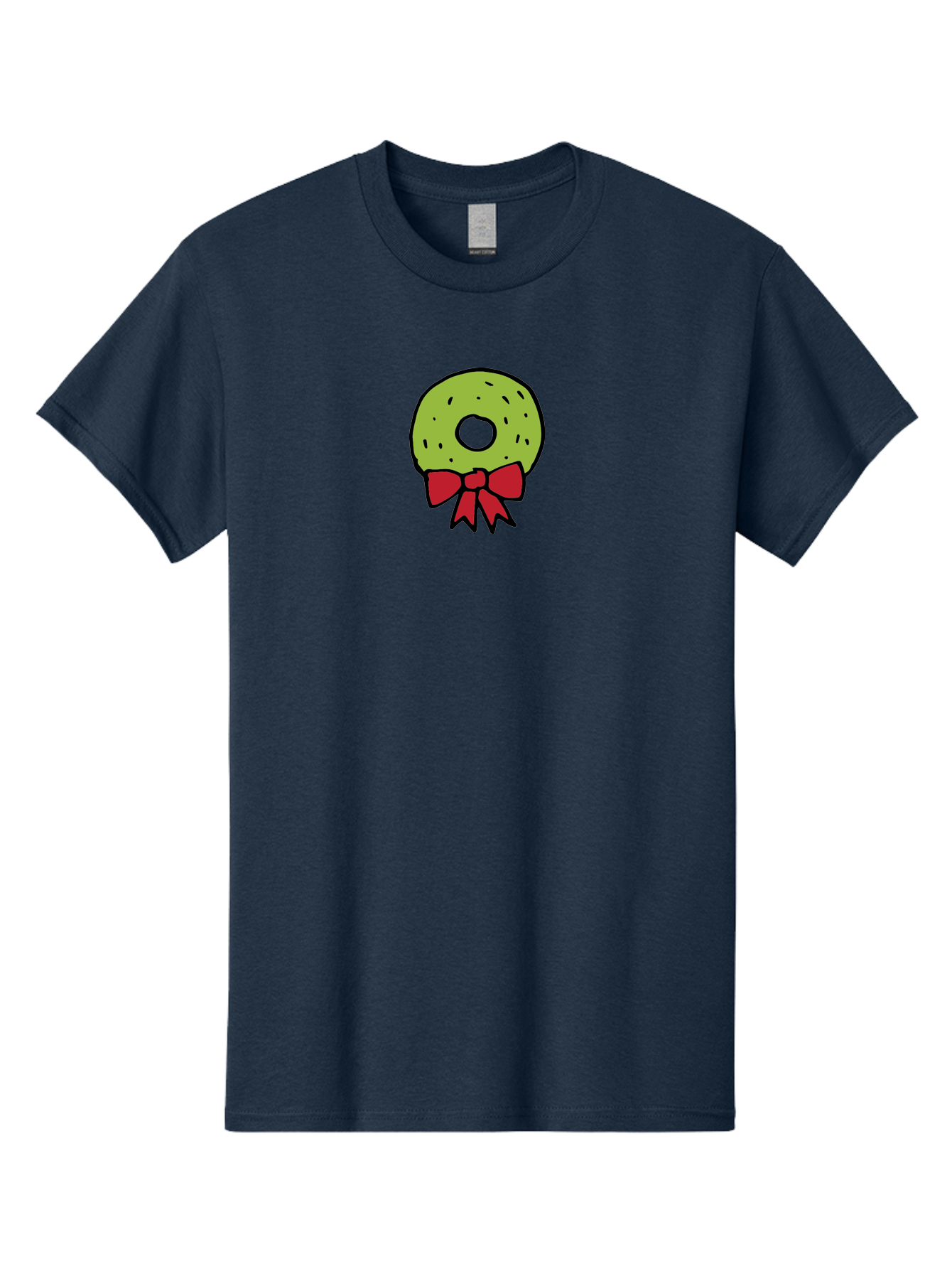 Donut-With-Red-Bow Men'S Graphic Tee, 100% Cotton, Comfortable Casual Summer Wear, Machine Washable, Cartoon Donut, Sweet Treat, Red Bow, Black Outline, Green Frosting, Pop Art Style, Fun Illustration, Tasty Pastry, Creative Artwork -  Aaa861 19
