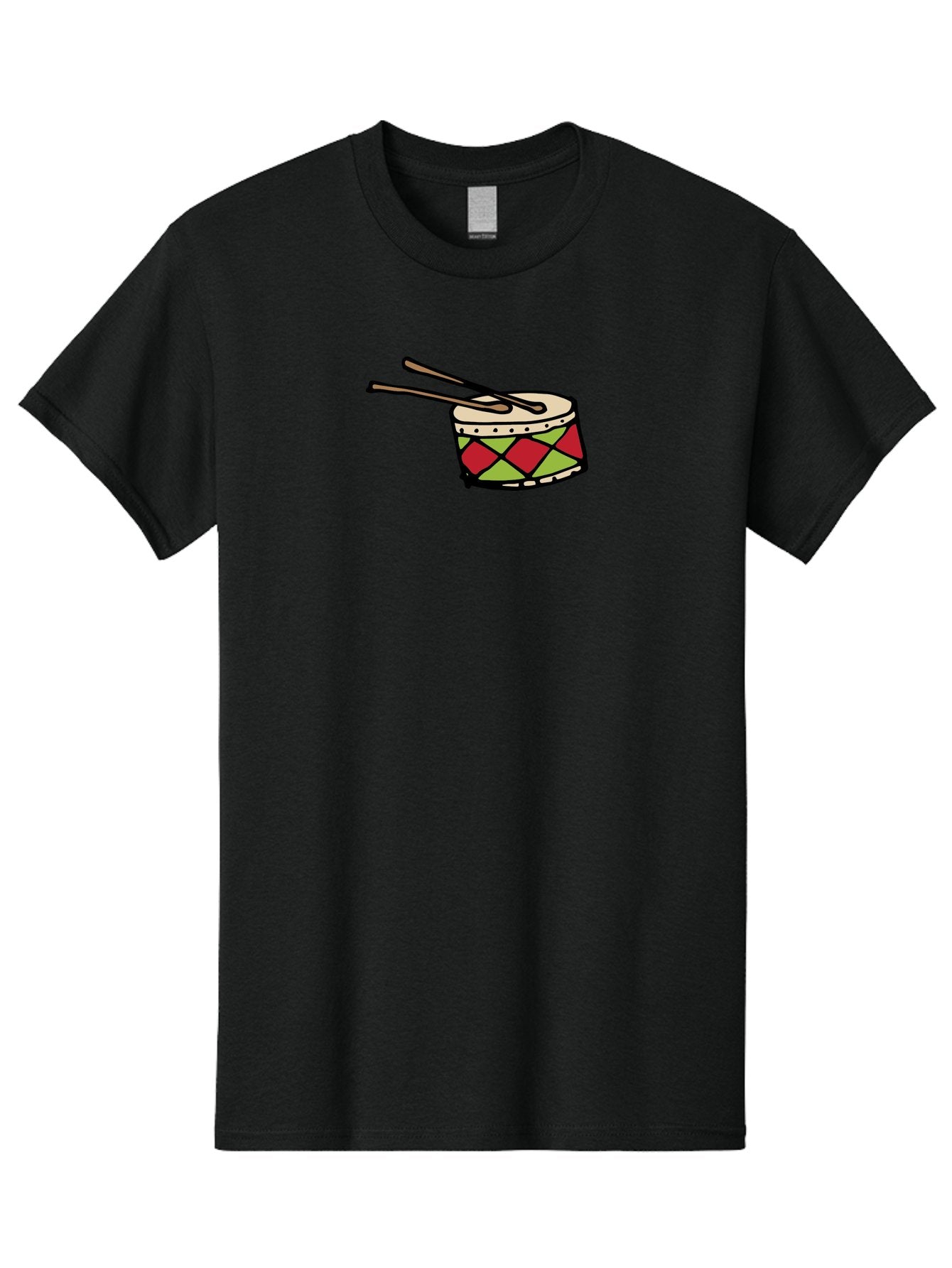 Drum-With-Drumsticks Men'S Graphic Tee, 100% Cotton, Comfortable Casual Summer Wear, Machine Washable, Drum With Drumsticks, Percussion Instrument, Music, Rhythm, Red And Green Design, Drumming, Musical Instrument -  Aaa865 3