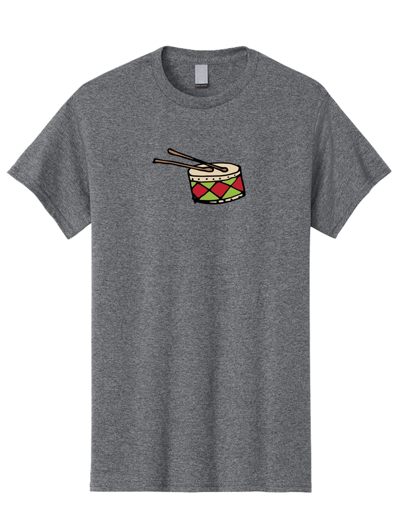 Drum-With-Drumsticks Men'S Graphic Tee, 100% Cotton, Comfortable Casual Summer Wear, Machine Washable, Drum With Drumsticks, Percussion Instrument, Music, Rhythm, Red And Green Design, Drumming, Musical Instrument -  Aaa865 12
