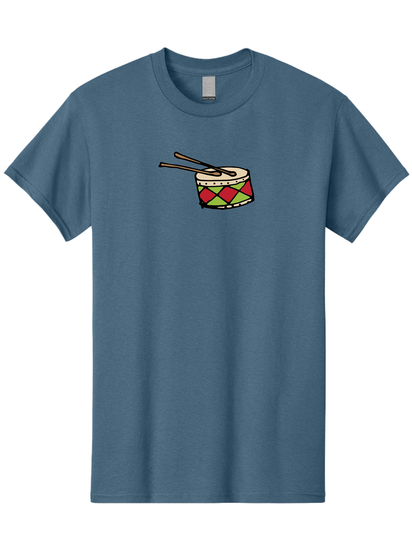 Drum-With-Drumsticks Men'S Graphic Tee, 100% Cotton, Comfortable Casual Summer Wear, Machine Washable, Drum With Drumsticks, Percussion Instrument, Music, Rhythm, Red And Green Design, Drumming, Musical Instrument -  Aaa865 11