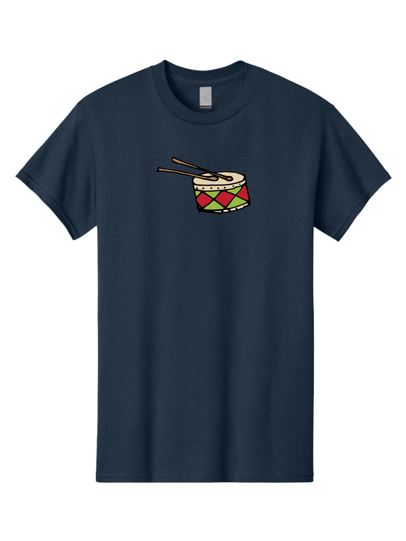 Drum-With-Drumsticks Men'S Graphic Tee, 100% Cotton, Comfortable Casual Summer Wear, Machine Washable, Drum With Drumsticks, Percussion Instrument, Music, Rhythm, Red And Green Design, Drumming, Musical Instrument -  Aaa865 19