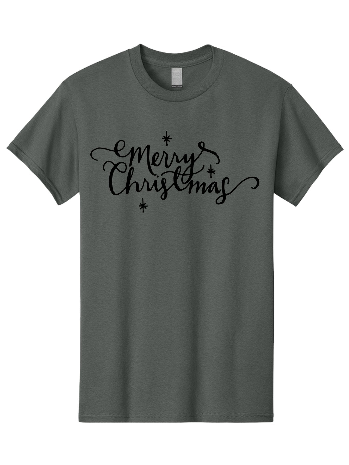 Emerry-Christmas Men'S Graphic Tee, 100% Cotton, Comfortable Casual Summer Wear, Machine Washable, Merry Christmas, Festive Greeting, Holiday Wishes, Cursive Script, Black Text, Starry Decorations, Winter Season, Holiday Cheer, -  Aaa869 4