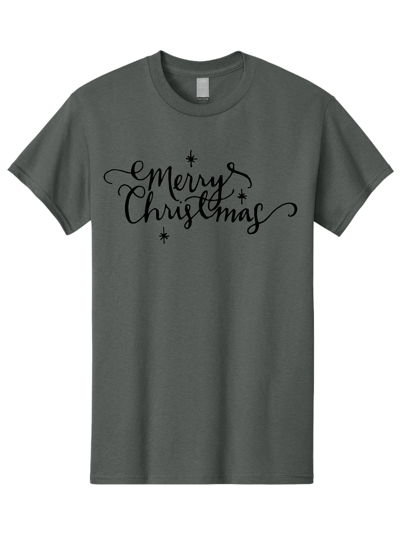Emerry-Christmas Men'S Graphic Tee, 100% Cotton, Comfortable Casual Summer Wear, Machine Washable, Merry Christmas, Festive Greeting, Holiday Wishes, Cursive Script, Black Text, Starry Decorations, Winter Season, Holiday Cheer, -  Aaa869 25