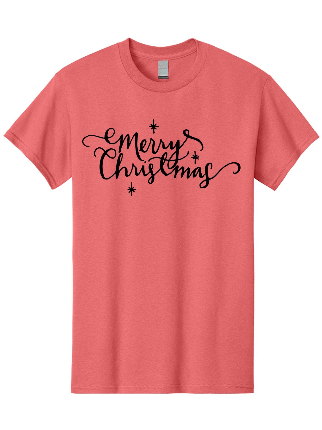 Emerry-Christmas Men'S Graphic Tee, 100% Cotton, Comfortable Casual Summer Wear, Machine Washable, Merry Christmas, Festive Greeting, Holiday Wishes, Cursive Script, Black Text, Starry Decorations, Winter Season, Holiday Cheer, -  Aaa869 13