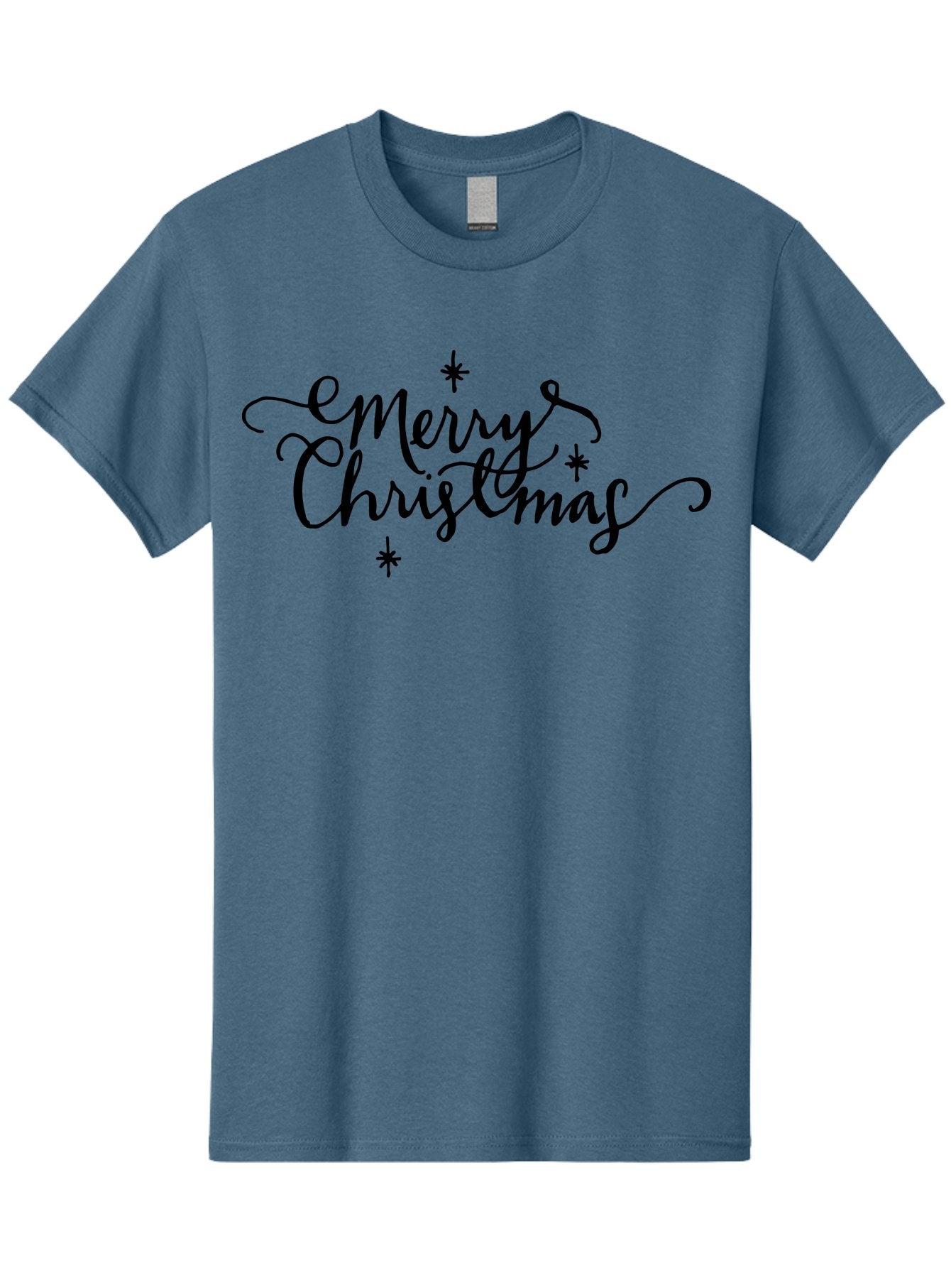 Emerry-Christmas Men'S Graphic Tee, 100% Cotton, Comfortable Casual Summer Wear, Machine Washable, Merry Christmas, Festive Greeting, Holiday Wishes, Cursive Script, Black Text, Starry Decorations, Winter Season, Holiday Cheer, -  Aaa869 11