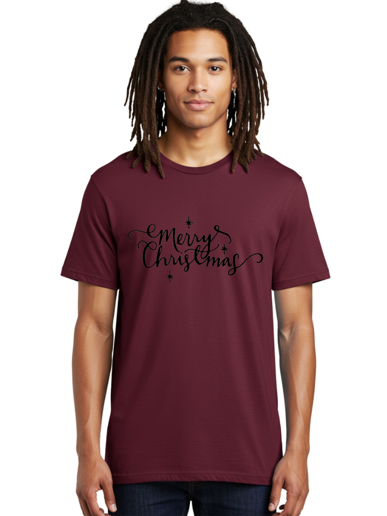 Emerry-Christmas Men'S Graphic Tee, 100% Cotton, Comfortable Casual Summer Wear, Machine Washable, Merry Christmas, Festive Greeting, Holiday Wishes, Cursive Script, Black Text, Starry Decorations, Winter Season, Holiday Cheer, -  Aaa869 14
