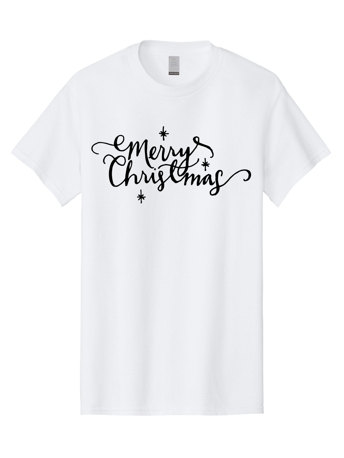 Emerry-Christmas Men'S Graphic Tee, 100% Cotton, Comfortable Casual Summer Wear, Machine Washable, Merry Christmas, Festive Greeting, Holiday Wishes, Cursive Script, Black Text, Starry Decorations, Winter Season, Holiday Cheer, -  Aaa869 7