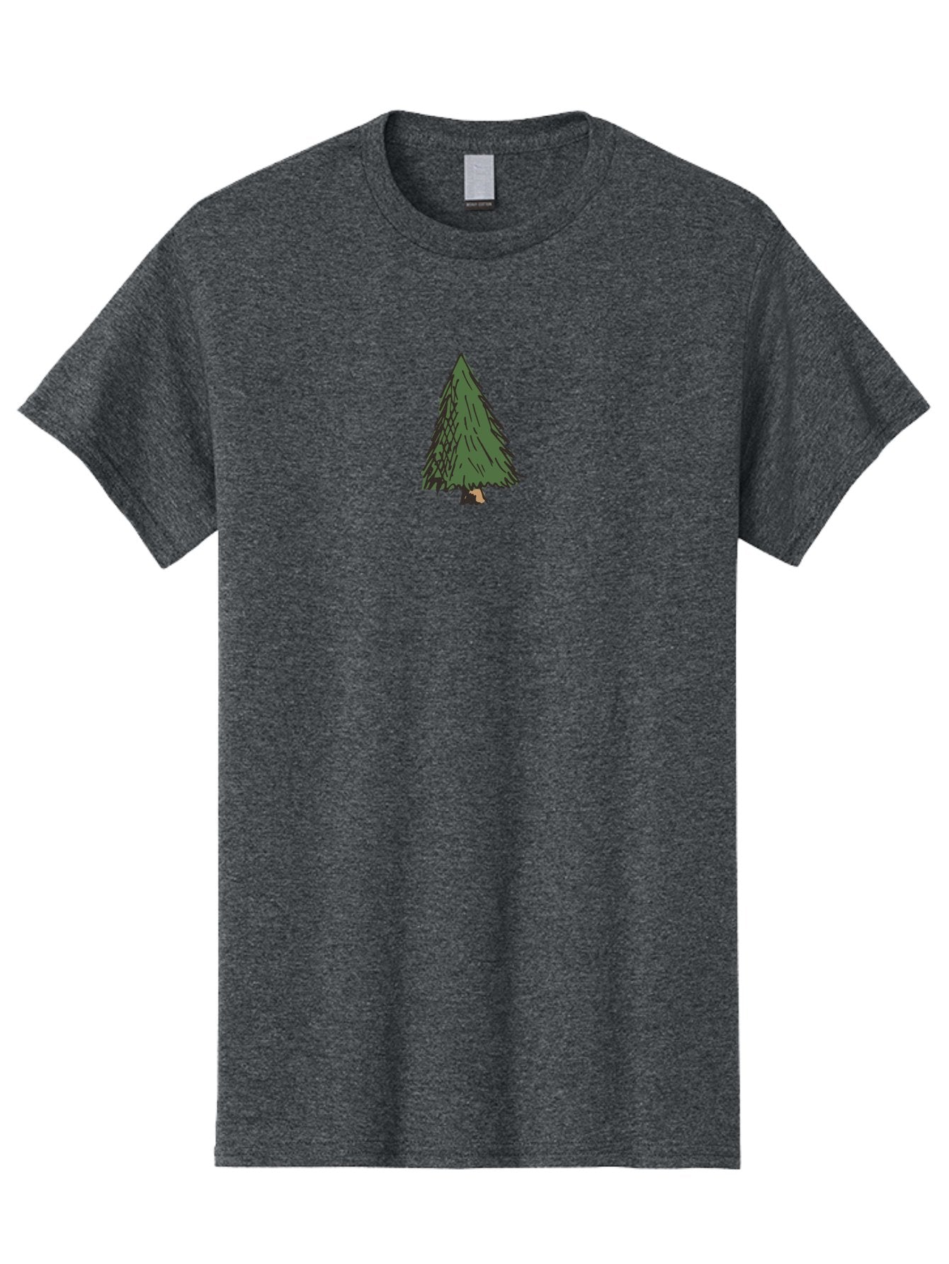 Evergreen-Tree Men'S Graphic Tee, 100% Cotton, Comfortable Casual Summer Wear, Machine Washable, Evergreen Tree, Simple Illustration, Cartoon Style, Conical Shape, Dark Green Foliage, Brown Trunk, Minimalist Design, Digital Art, -  Aaa870 10