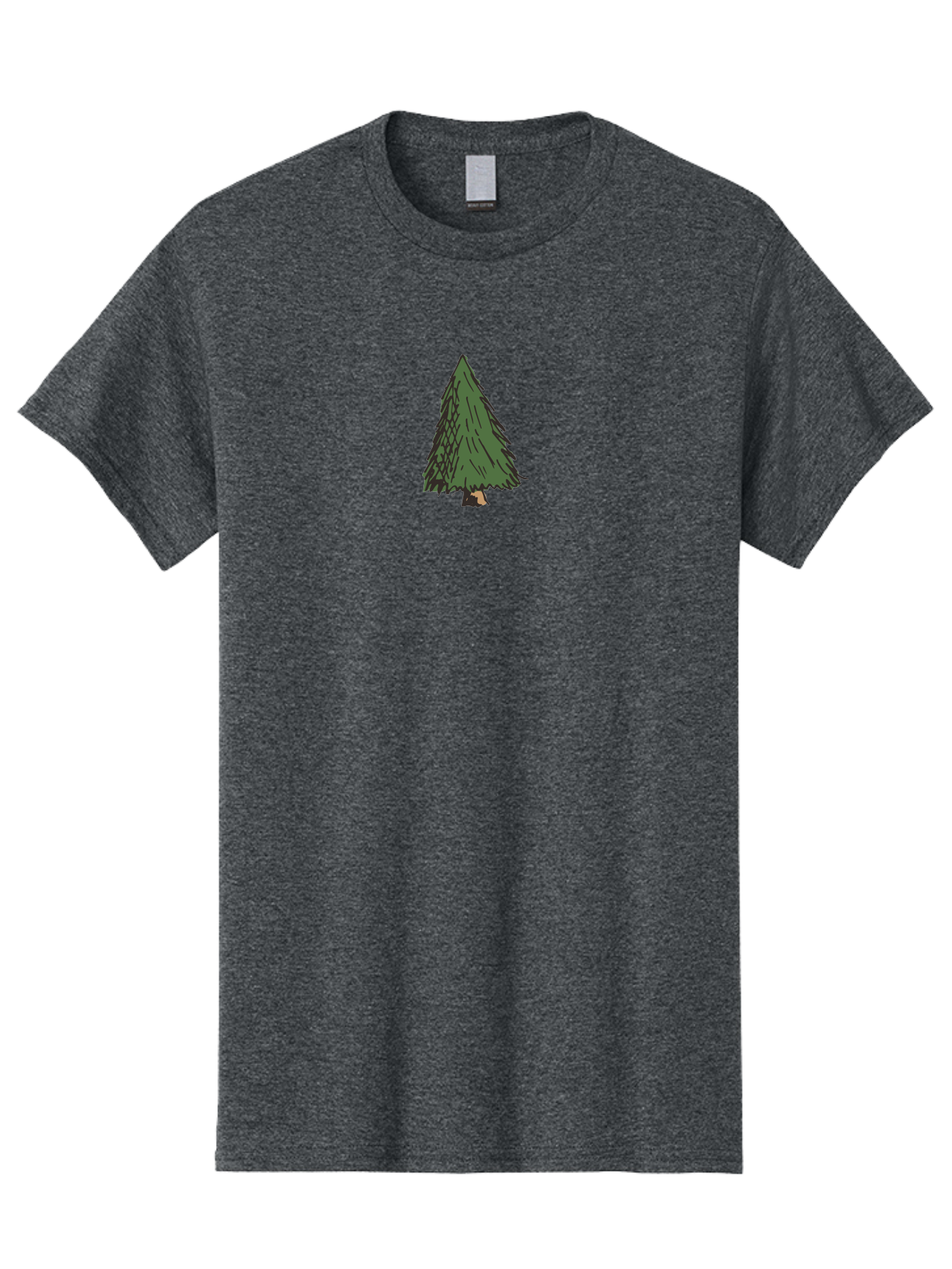 Evergreen-Tree Men'S Graphic Tee, 100% Cotton, Comfortable Casual Summer Wear, Machine Washable, Evergreen Tree, Simple Illustration, Cartoon Style, Conical Shape, Dark Green Foliage, Brown Trunk, Minimalist Design, Digital Art, -  Aaa870 7