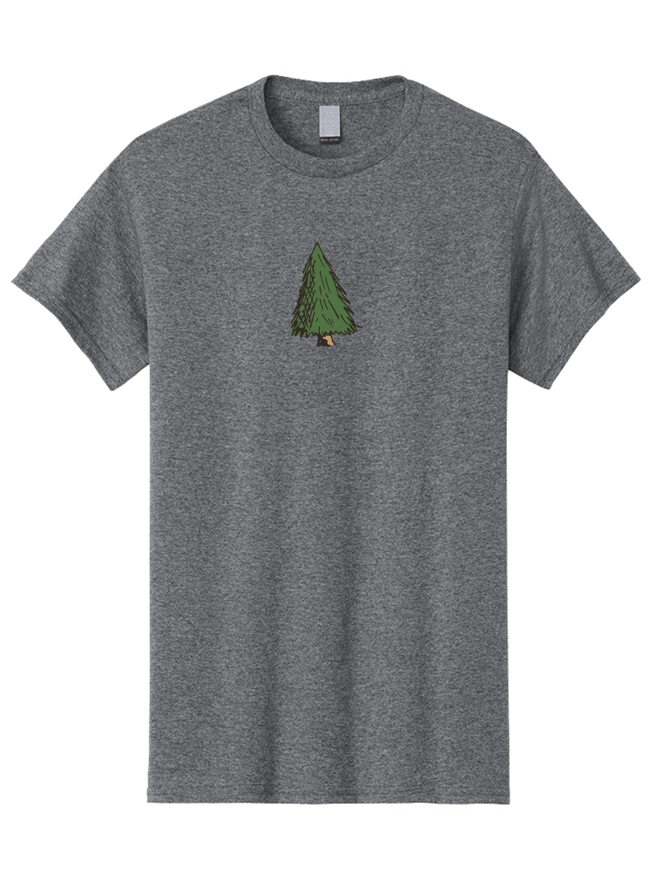 Evergreen-Tree Men'S Graphic Tee, 100% Cotton, Comfortable Casual Summer Wear, Machine Washable, Evergreen Tree, Simple Illustration, Cartoon Style, Conical Shape, Dark Green Foliage, Brown Trunk, Minimalist Design, Digital Art, -  Aaa870 11