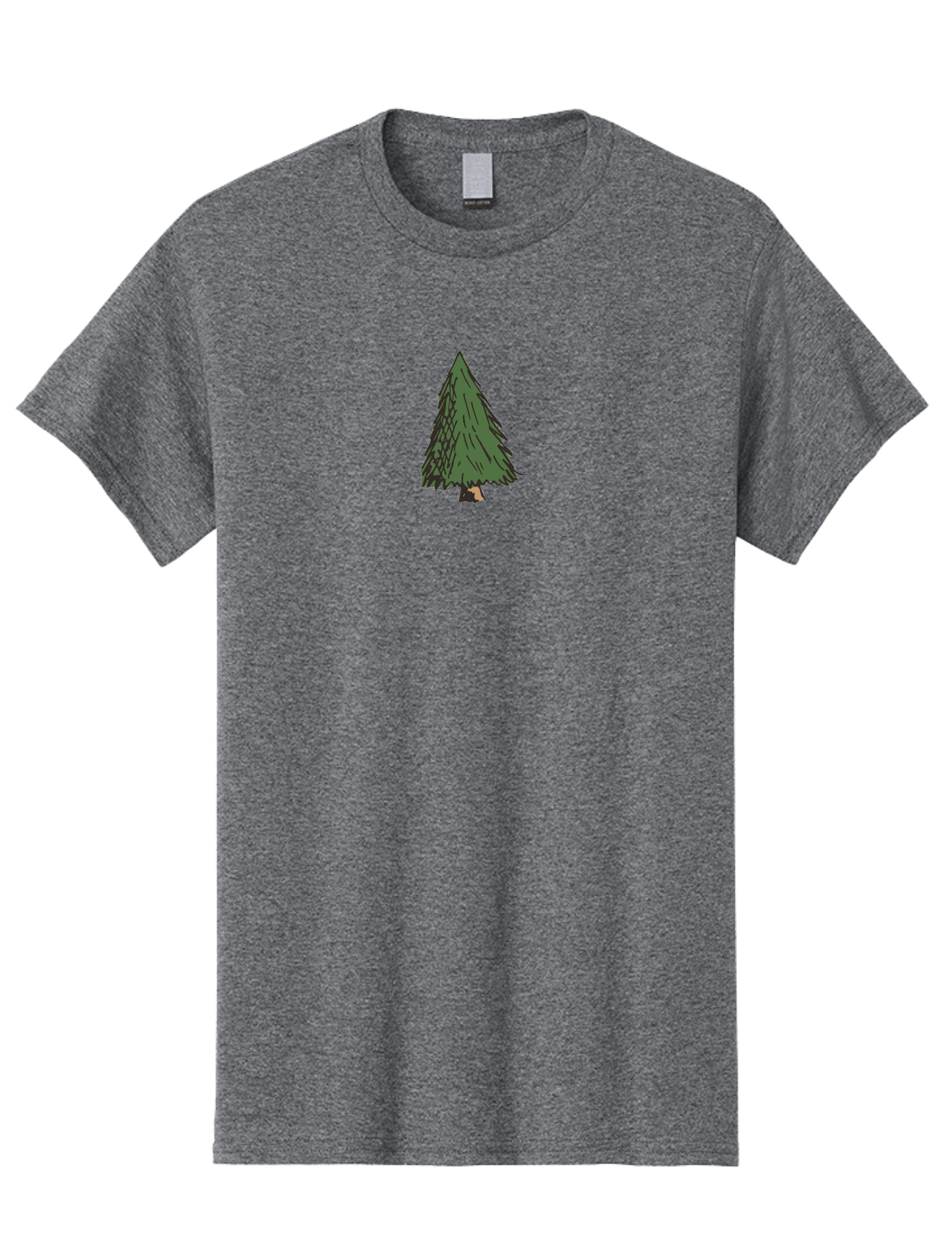 Evergreen-Tree Men'S Graphic Tee, 100% Cotton, Comfortable Casual Summer Wear, Machine Washable, Evergreen Tree, Simple Illustration, Cartoon Style, Conical Shape, Dark Green Foliage, Brown Trunk, Minimalist Design, Digital Art, -  Aaa870 9