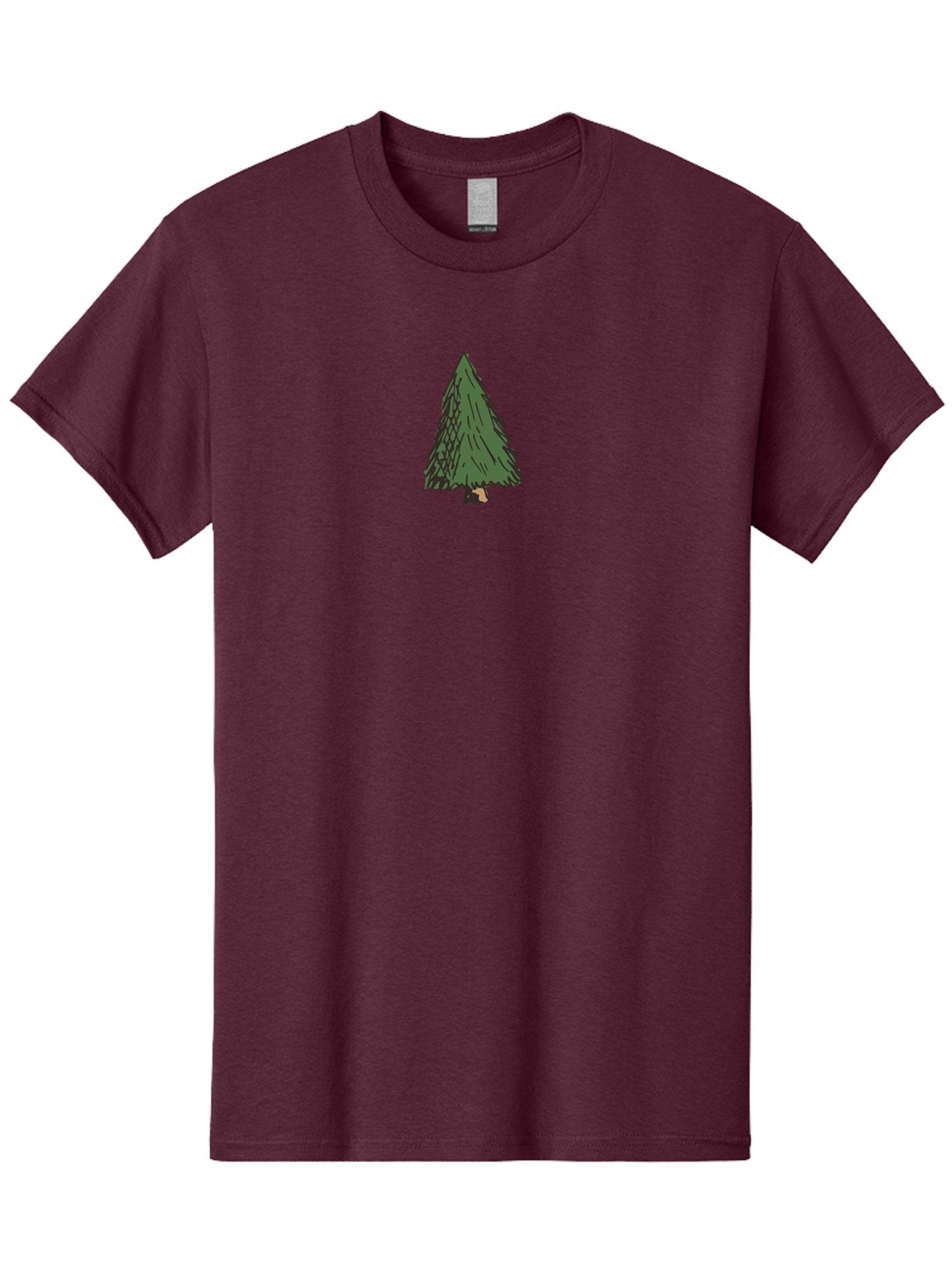 Evergreen-Tree Men'S Graphic Tee, 100% Cotton, Comfortable Casual Summer Wear, Machine Washable, Evergreen Tree, Simple Illustration, Cartoon Style, Conical Shape, Dark Green Foliage, Brown Trunk, Minimalist Design, Digital Art, -  Aaa870 14