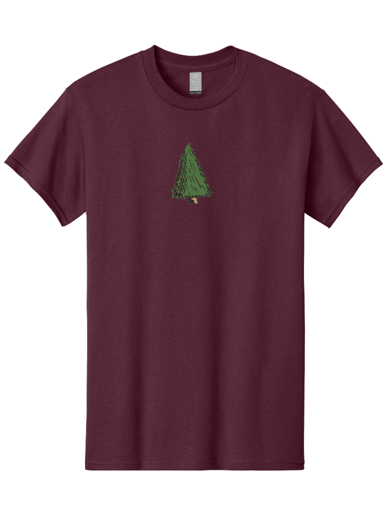 Evergreen-Tree Men'S Graphic Tee, 100% Cotton, Comfortable Casual Summer Wear, Machine Washable, Evergreen Tree, Simple Illustration, Cartoon Style, Conical Shape, Dark Green Foliage, Brown Trunk, Minimalist Design, Digital Art, -  Aaa870 13