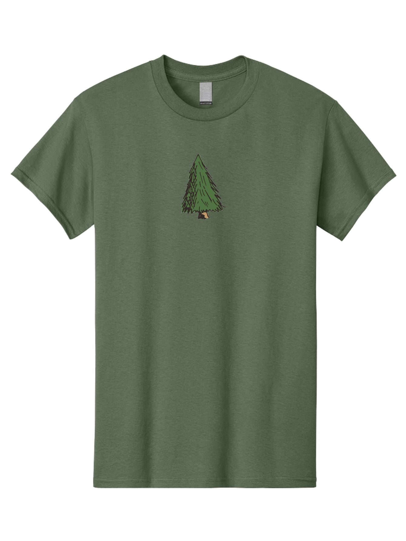 Evergreen-Tree Men'S Graphic Tee, 100% Cotton, Comfortable Casual Summer Wear, Machine Washable, Evergreen Tree, Simple Illustration, Cartoon Style, Conical Shape, Dark Green Foliage, Brown Trunk, Minimalist Design, Digital Art, -  Aaa870 15