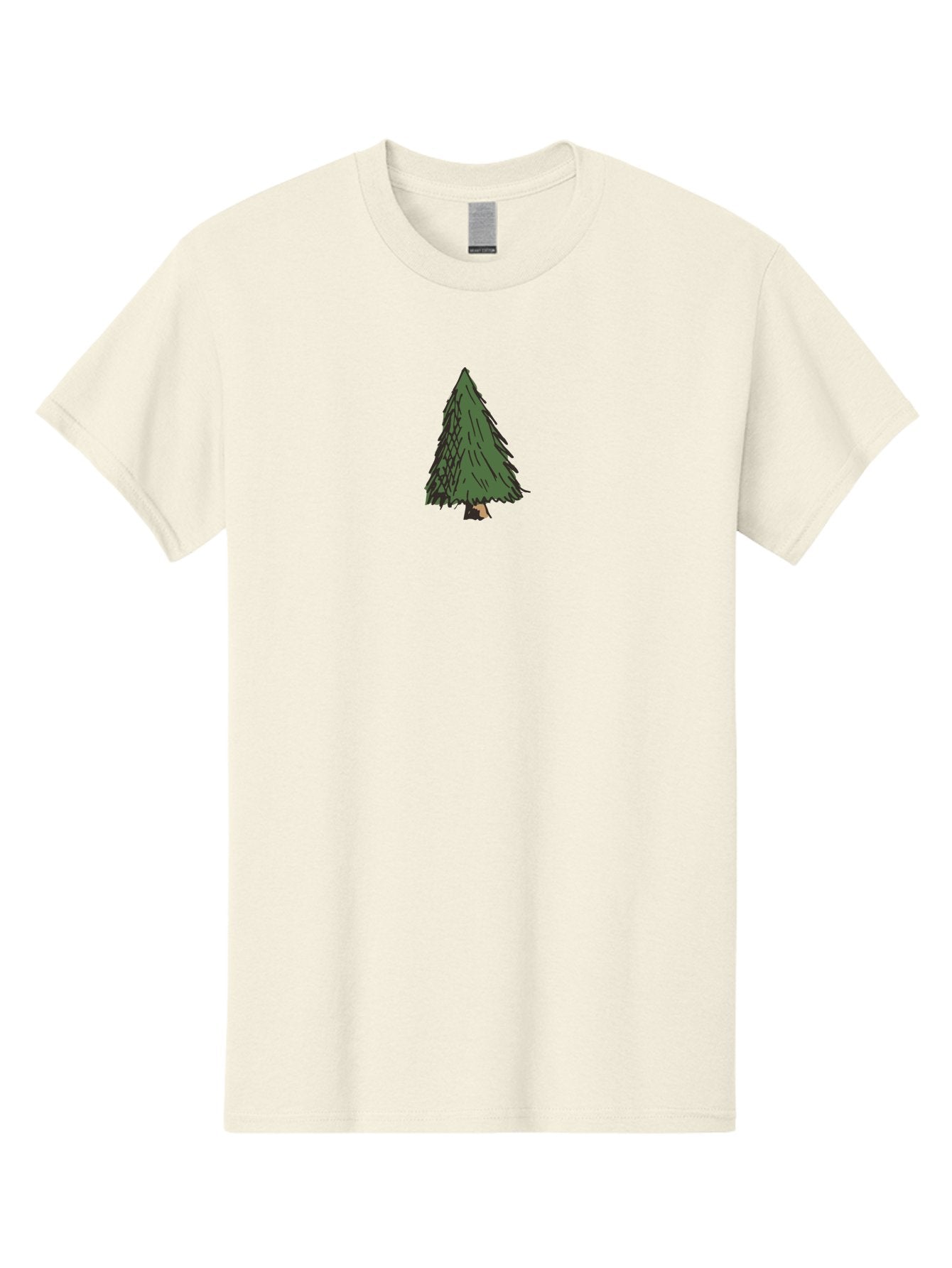 Evergreen-Tree Men'S Graphic Tee, 100% Cotton, Comfortable Casual Summer Wear, Machine Washable, Evergreen Tree, Simple Illustration, Cartoon Style, Conical Shape, Dark Green Foliage, Brown Trunk, Minimalist Design, Digital Art, -  Aaa870 13