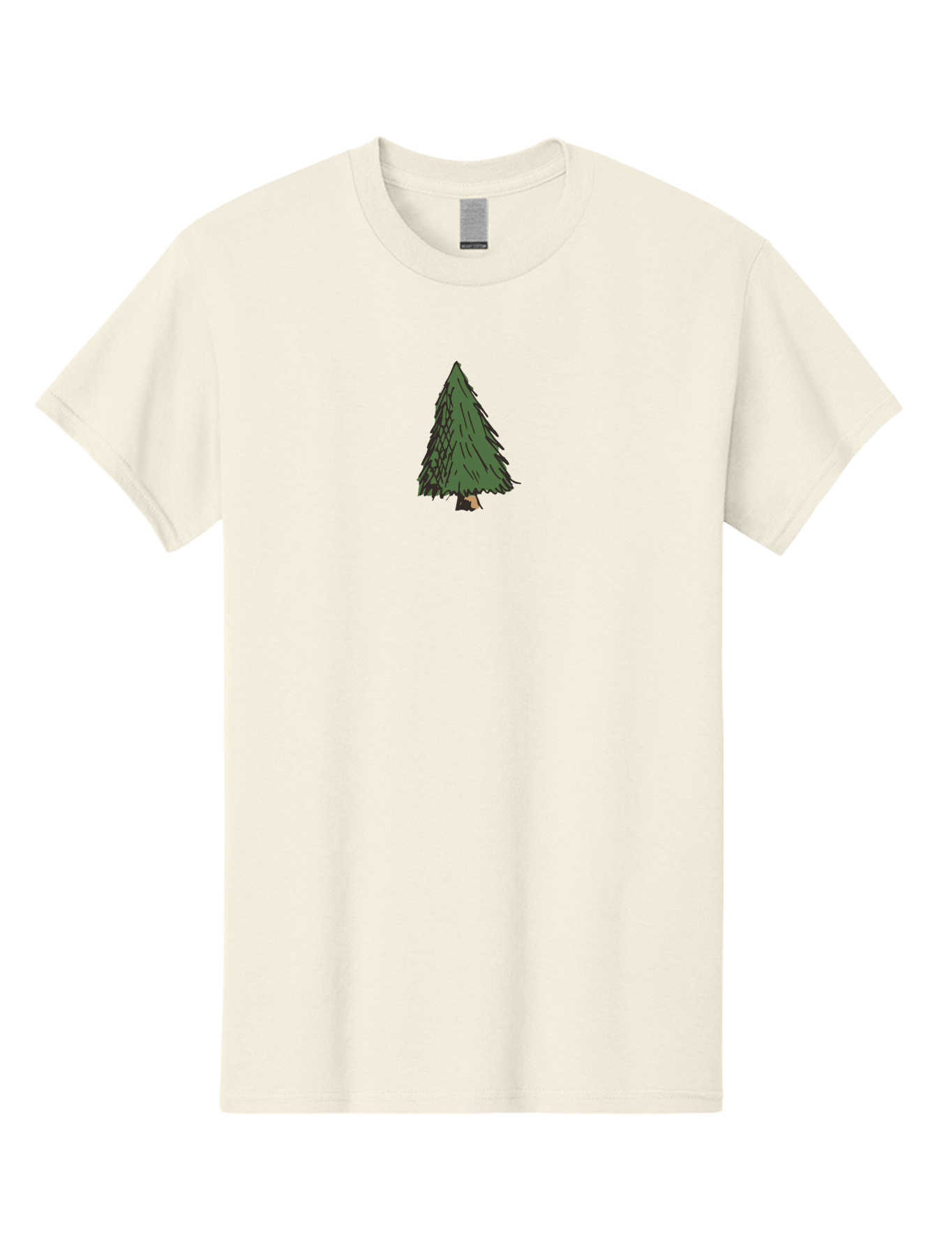 Evergreen-Tree Men'S Graphic Tee, 100% Cotton, Comfortable Casual Summer Wear, Machine Washable, Evergreen Tree, Simple Illustration, Cartoon Style, Conical Shape, Dark Green Foliage, Brown Trunk, Minimalist Design, Digital Art, -  Aaa870 17