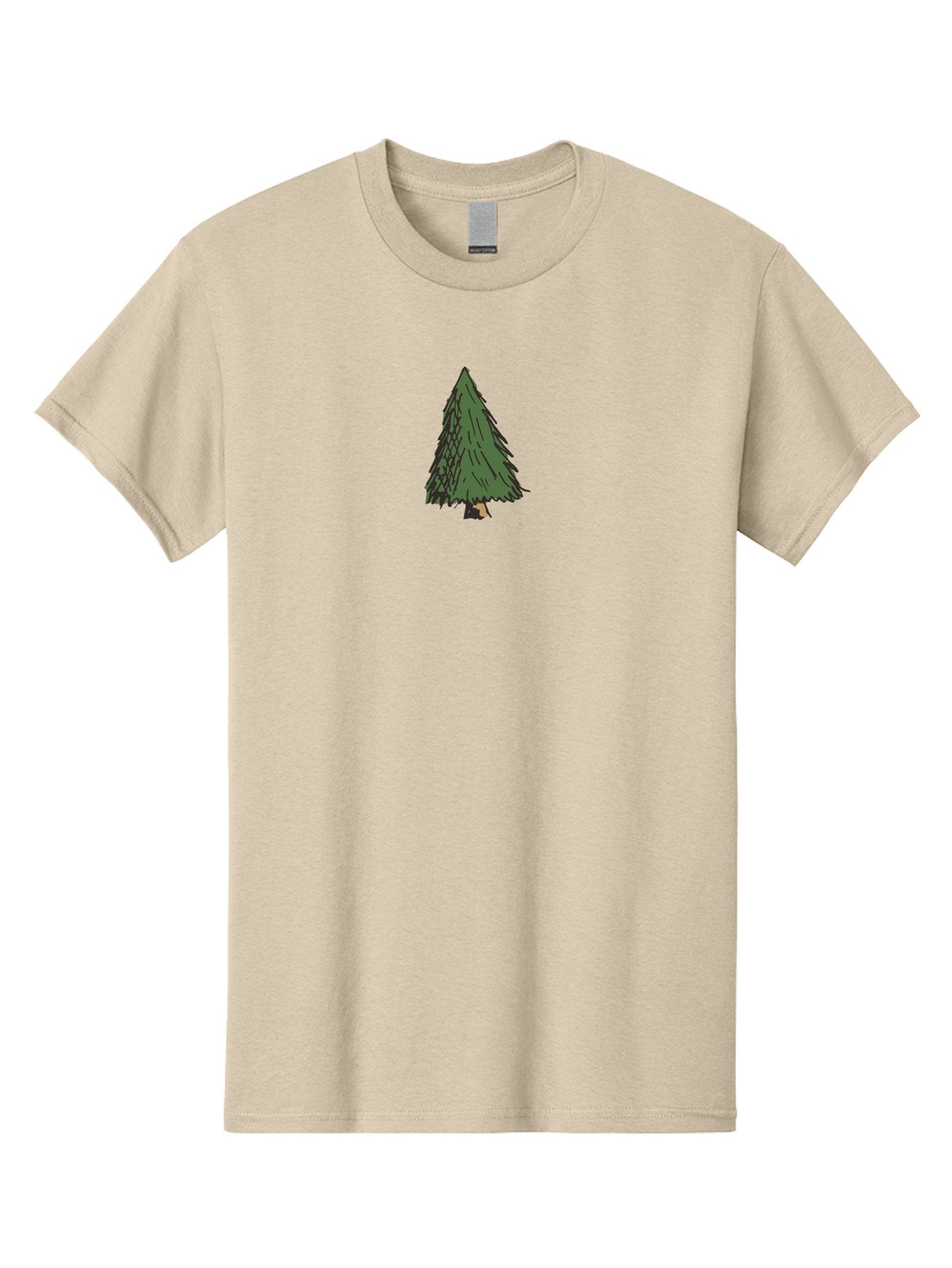 Evergreen-Tree Men'S Graphic Tee, 100% Cotton, Comfortable Casual Summer Wear, Machine Washable, Evergreen Tree, Simple Illustration, Cartoon Style, Conical Shape, Dark Green Foliage, Brown Trunk, Minimalist Design, Digital Art, -  Aaa870 8