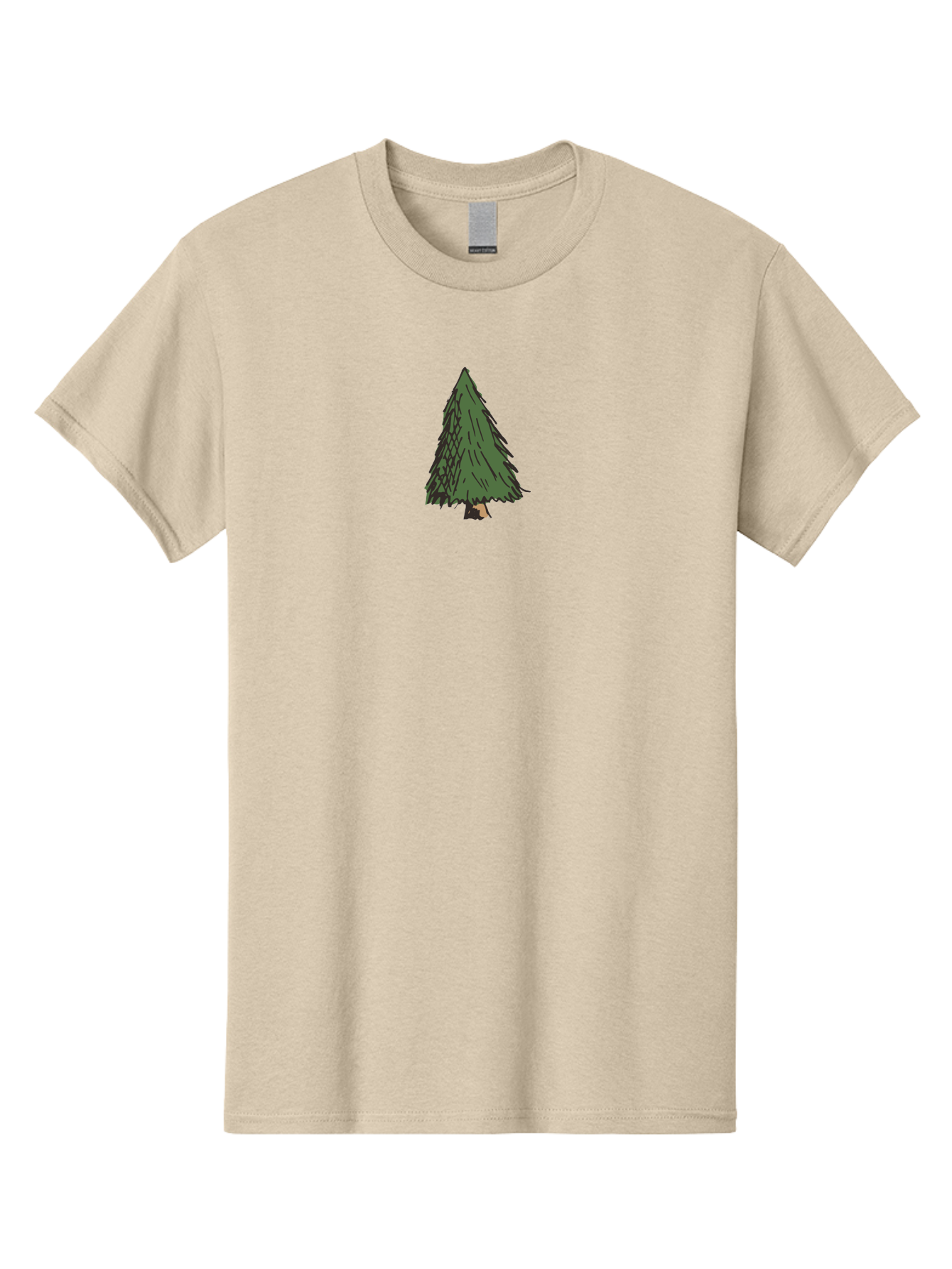Evergreen-Tree Men'S Graphic Tee, 100% Cotton, Comfortable Casual Summer Wear, Machine Washable, Evergreen Tree, Simple Illustration, Cartoon Style, Conical Shape, Dark Green Foliage, Brown Trunk, Minimalist Design, Digital Art, -  Aaa870 27