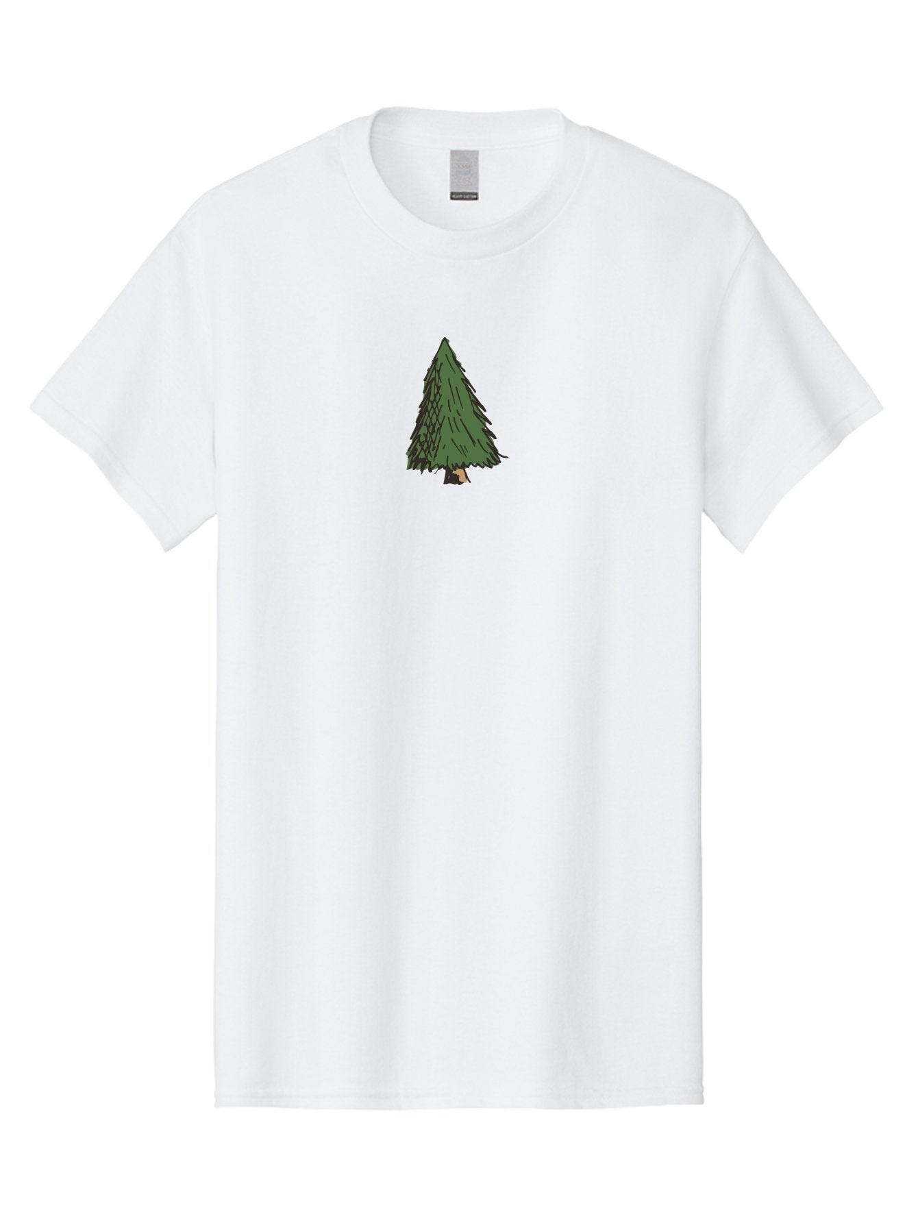 Evergreen-Tree Men'S Graphic Tee, 100% Cotton, Comfortable Casual Summer Wear, Machine Washable, Evergreen Tree, Simple Illustration, Cartoon Style, Conical Shape, Dark Green Foliage, Brown Trunk, Minimalist Design, Digital Art, -  Aaa870 15