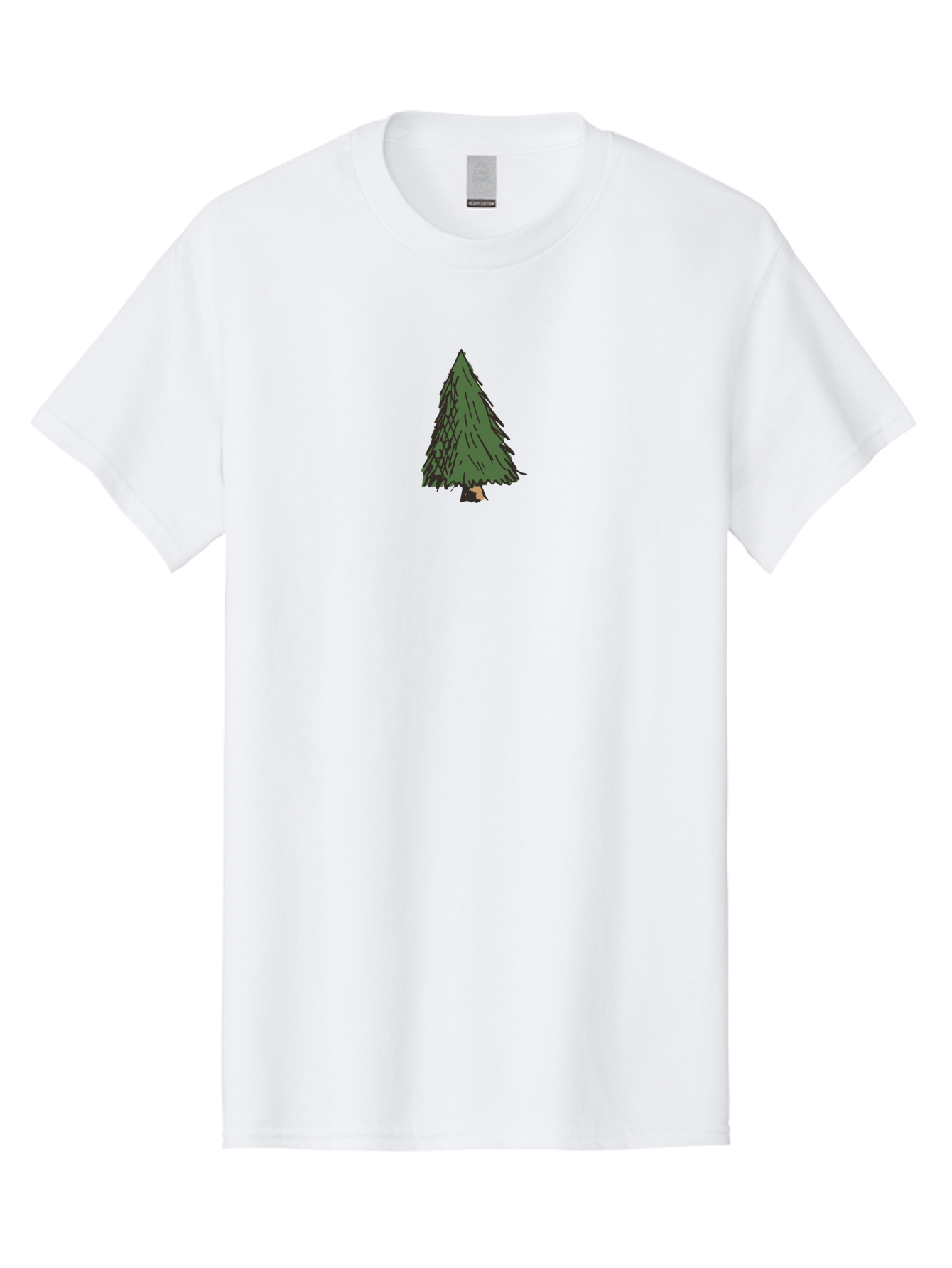 Evergreen-Tree Men'S Graphic Tee, 100% Cotton, Comfortable Casual Summer Wear, Machine Washable, Evergreen Tree, Simple Illustration, Cartoon Style, Conical Shape, Dark Green Foliage, Brown Trunk, Minimalist Design, Digital Art, -  Aaa870 29