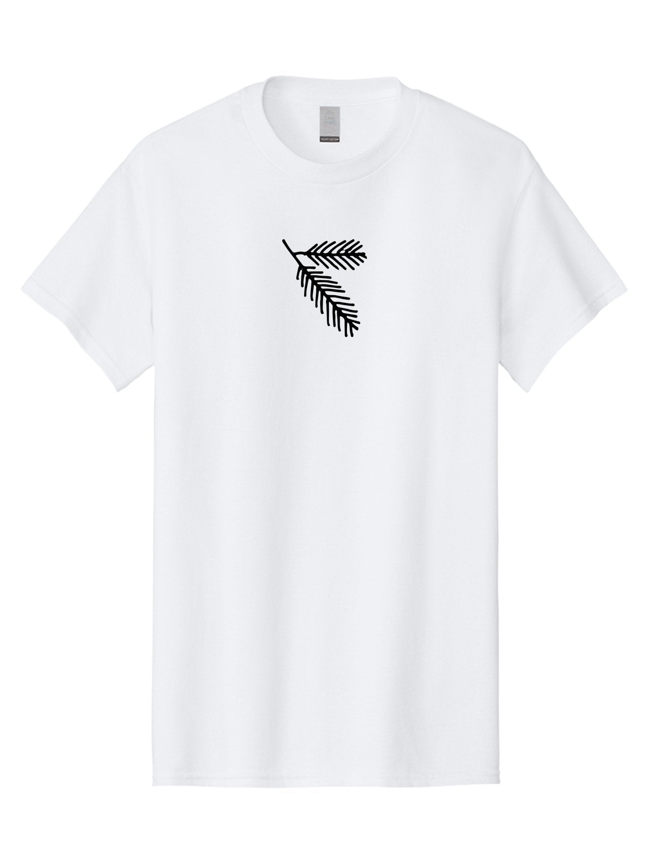 Fir-Branch Men'S Graphic Tee, 100% Cotton, Comfortable Casual Summer Wear, Machine Washable, Pine Branch Illustration, Black Silhouette, Simple Design, Minimalist Art, Nature-Inspired Graphics, Evergreen Branch, Digital Art -  Aaa878 5